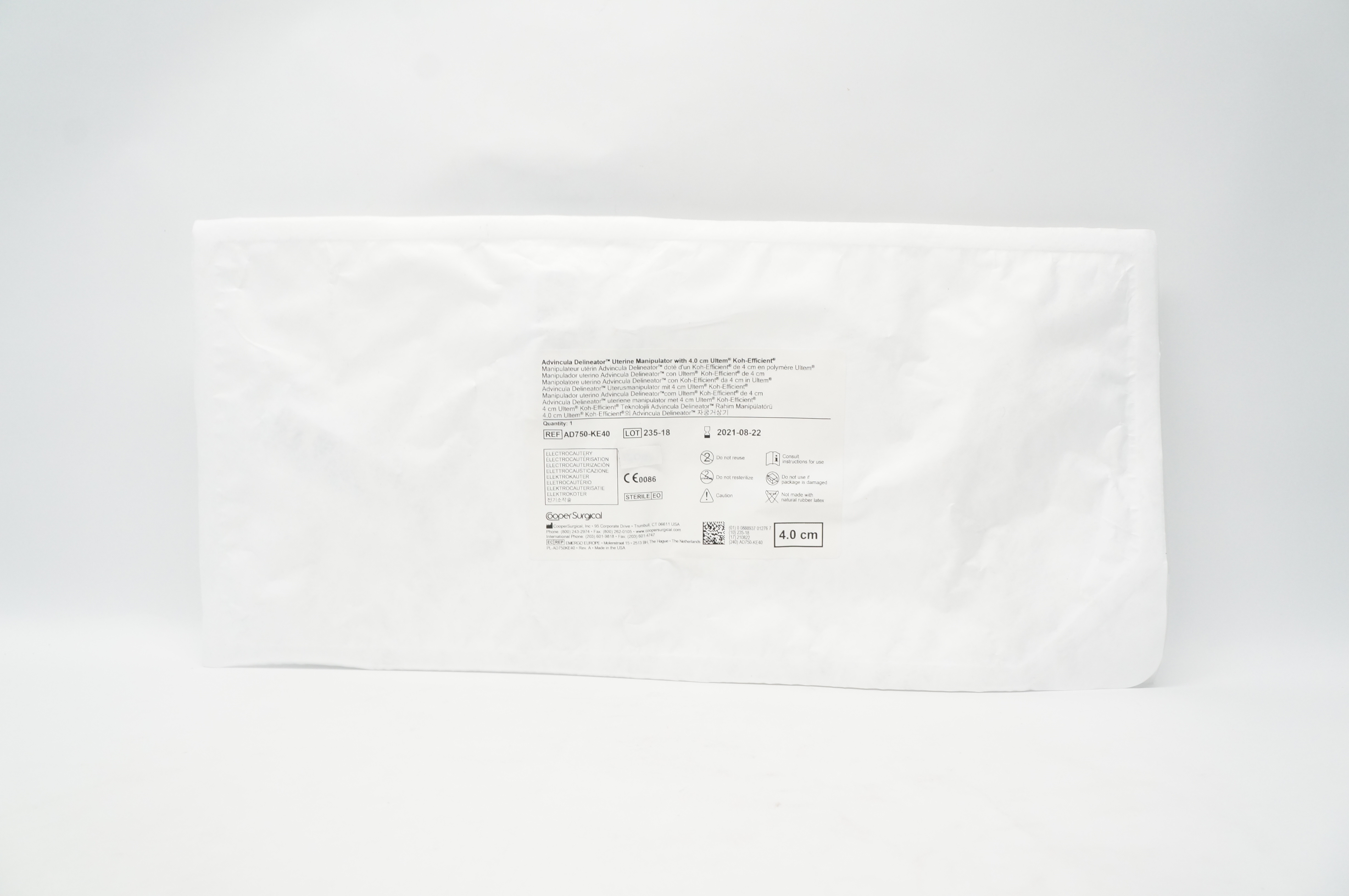 Cooper Surgical AD750-KE40 Advincula Delineator Uterine Manipulator 4.0 cm.