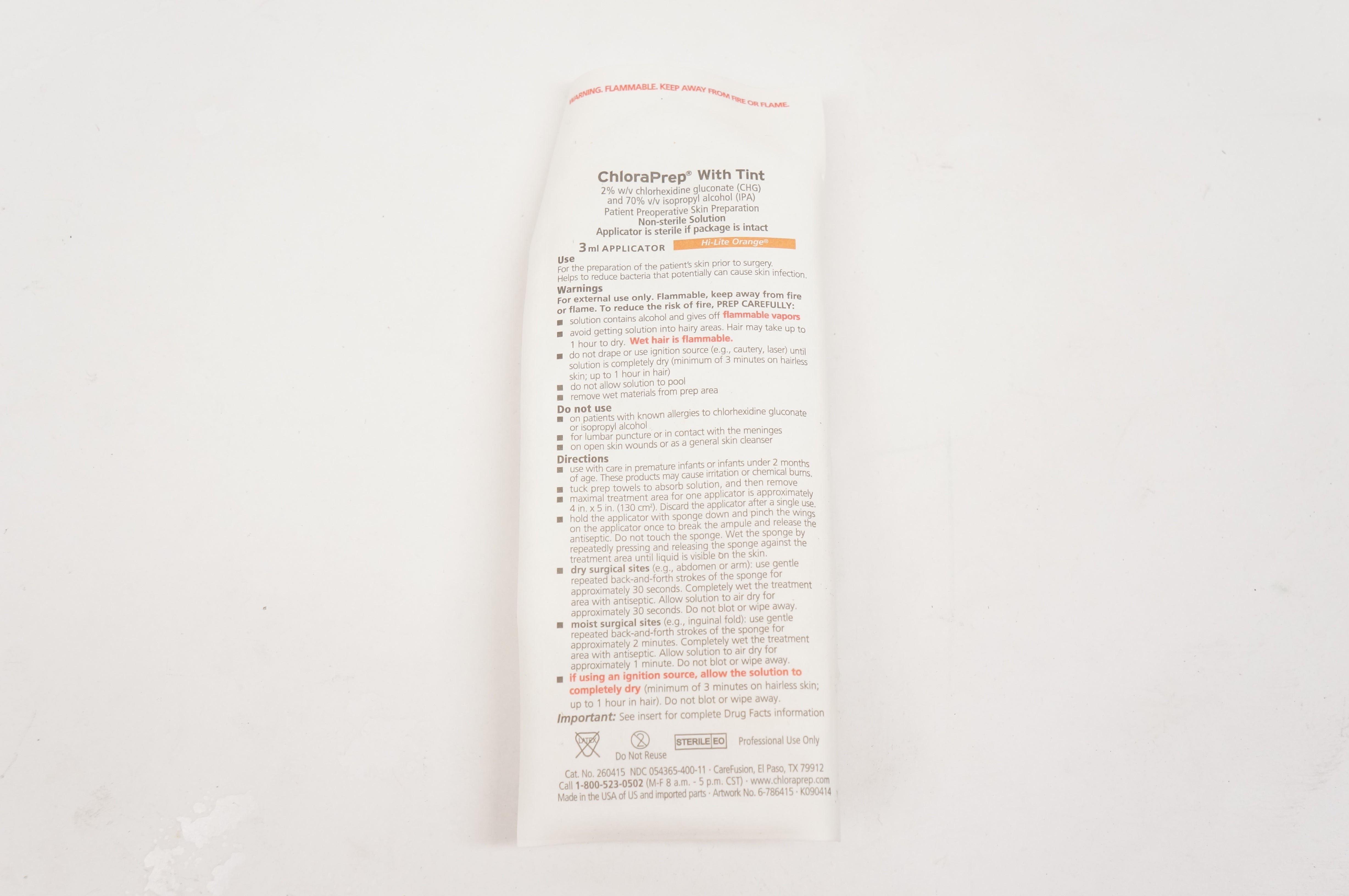 CareFusion 260415 ChloraPrep With Tint 3ml Applicator, Hi-Lite Orange