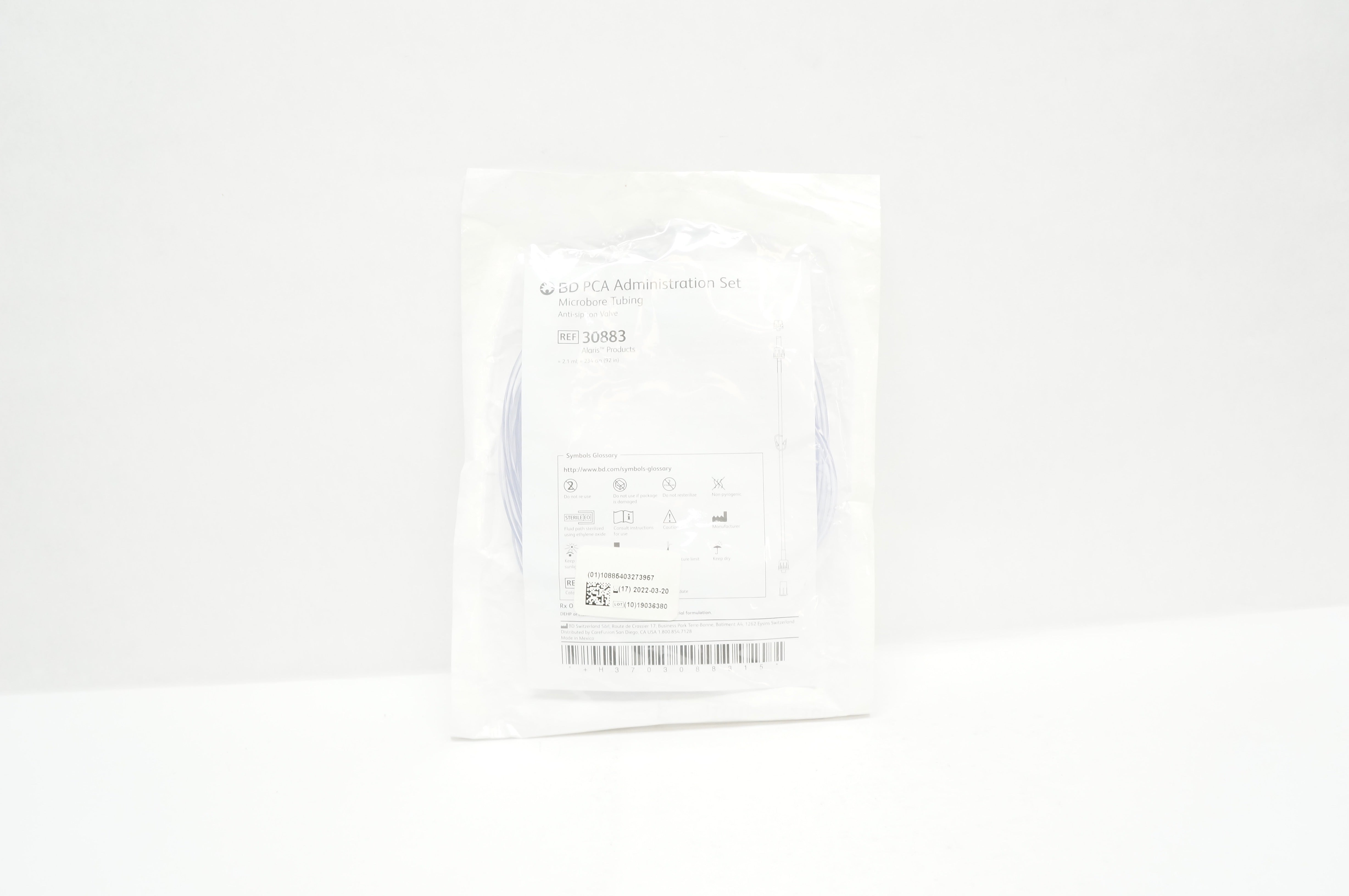 BD 30883 PCA Administration Set Microbore Tubing Anti-Siphon Valve 92In (x)