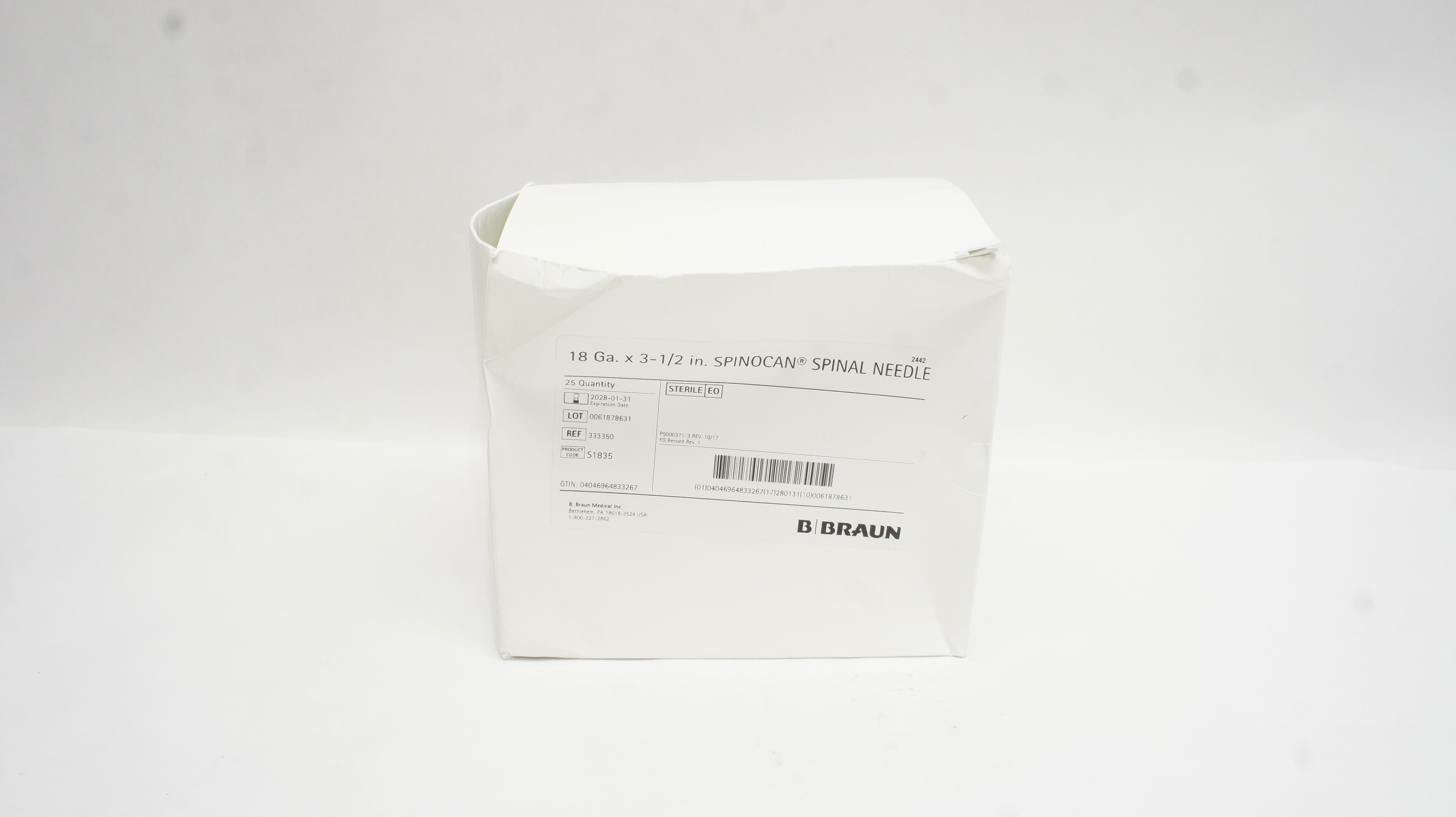 Braun 333350 Spinocan Spinal Ndle 18Ga x 3-1/2inch - Box of 25