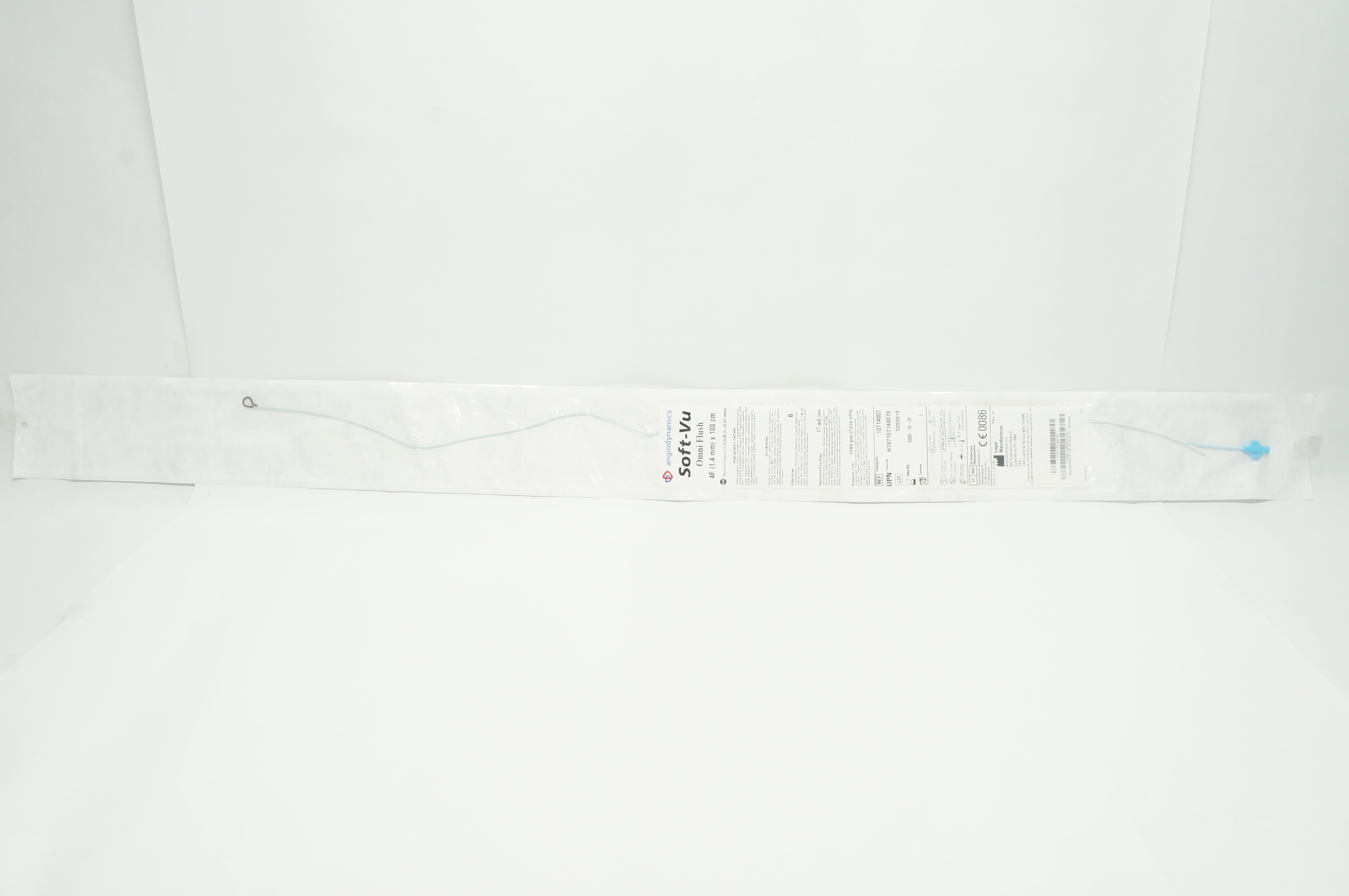 AngioDynamics 10714007 Soft-Vu Omni Flush Angiographic Cath. 4F x 100cm (x)