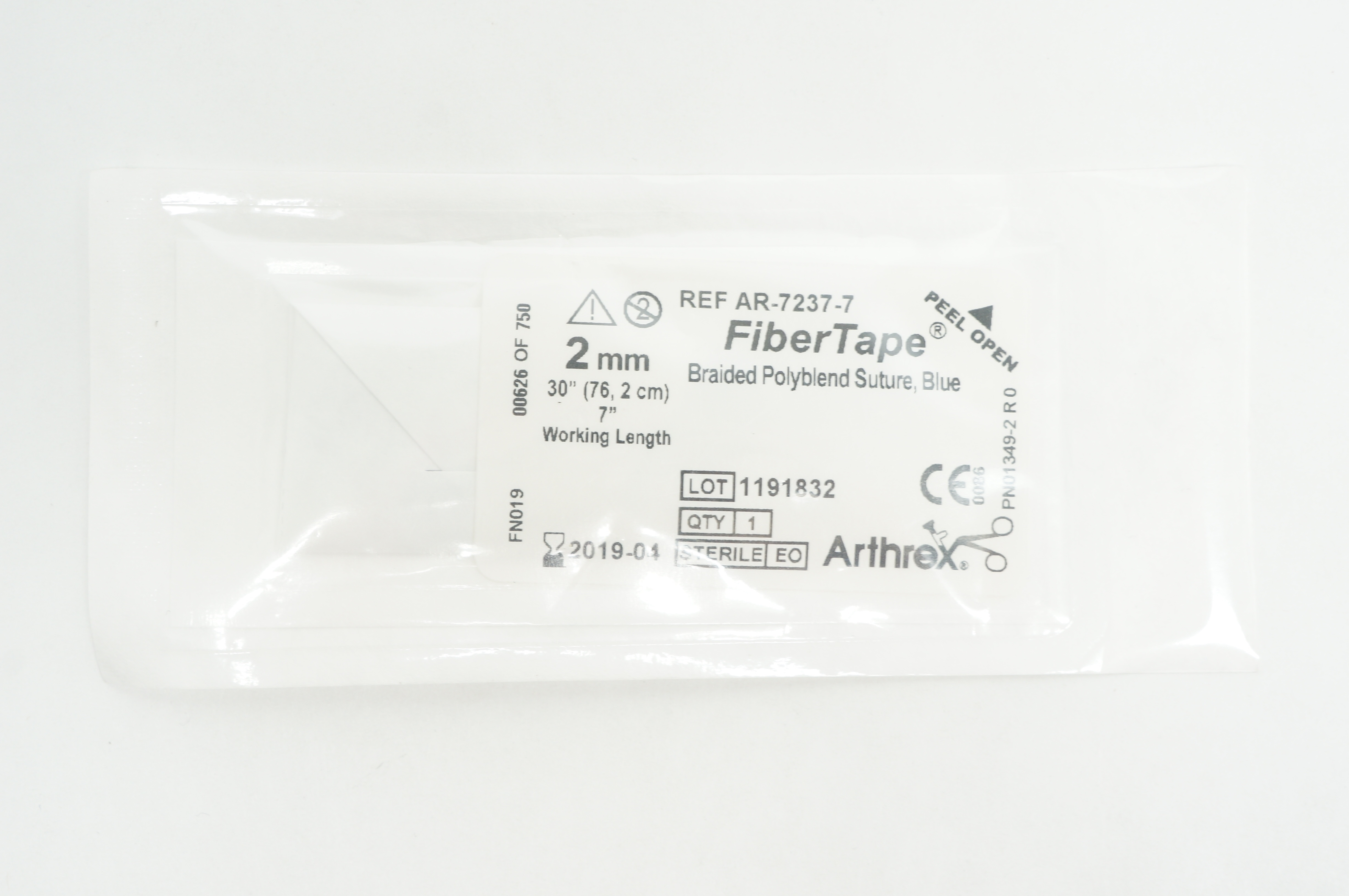 Arthrex AR-7237-7 FiberTape Braided Polyblend Stre Blue 2mm x 30inch x 7inch (x)