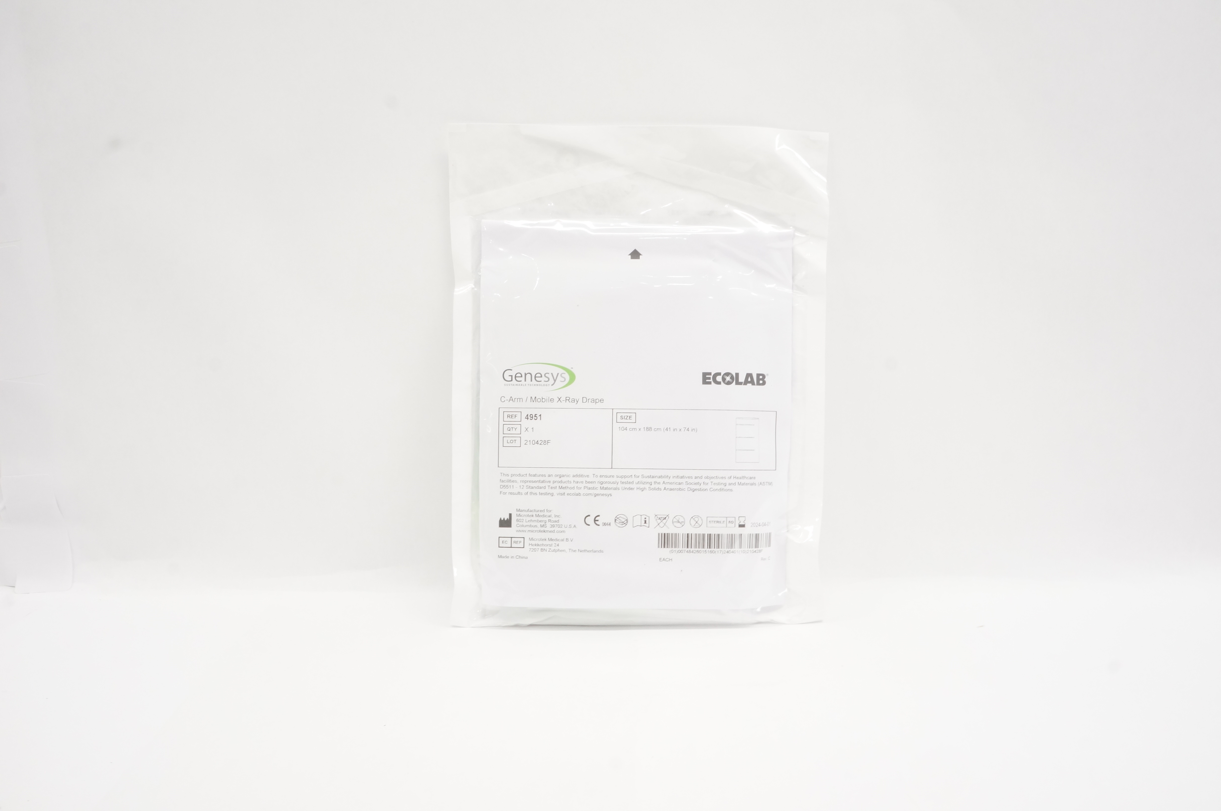 Microtek 4951 Genesys Ecolab C-Arm/Mobile X-Ray Drape 41inch x 74inch