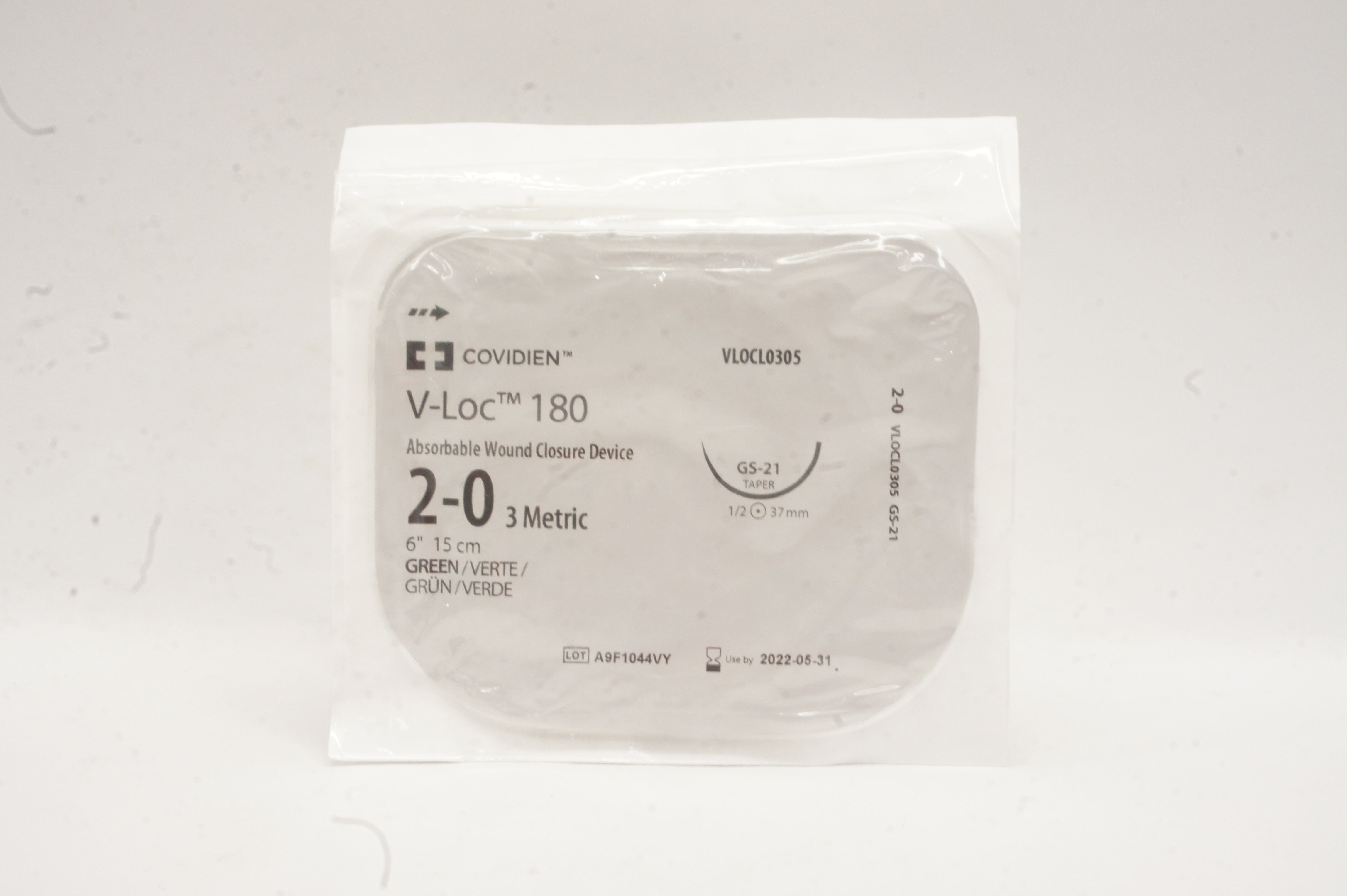 Covidien VLOCL0305 2-0 V-Loc 180 GS-21 37mm 1/2 Taper, 6inch