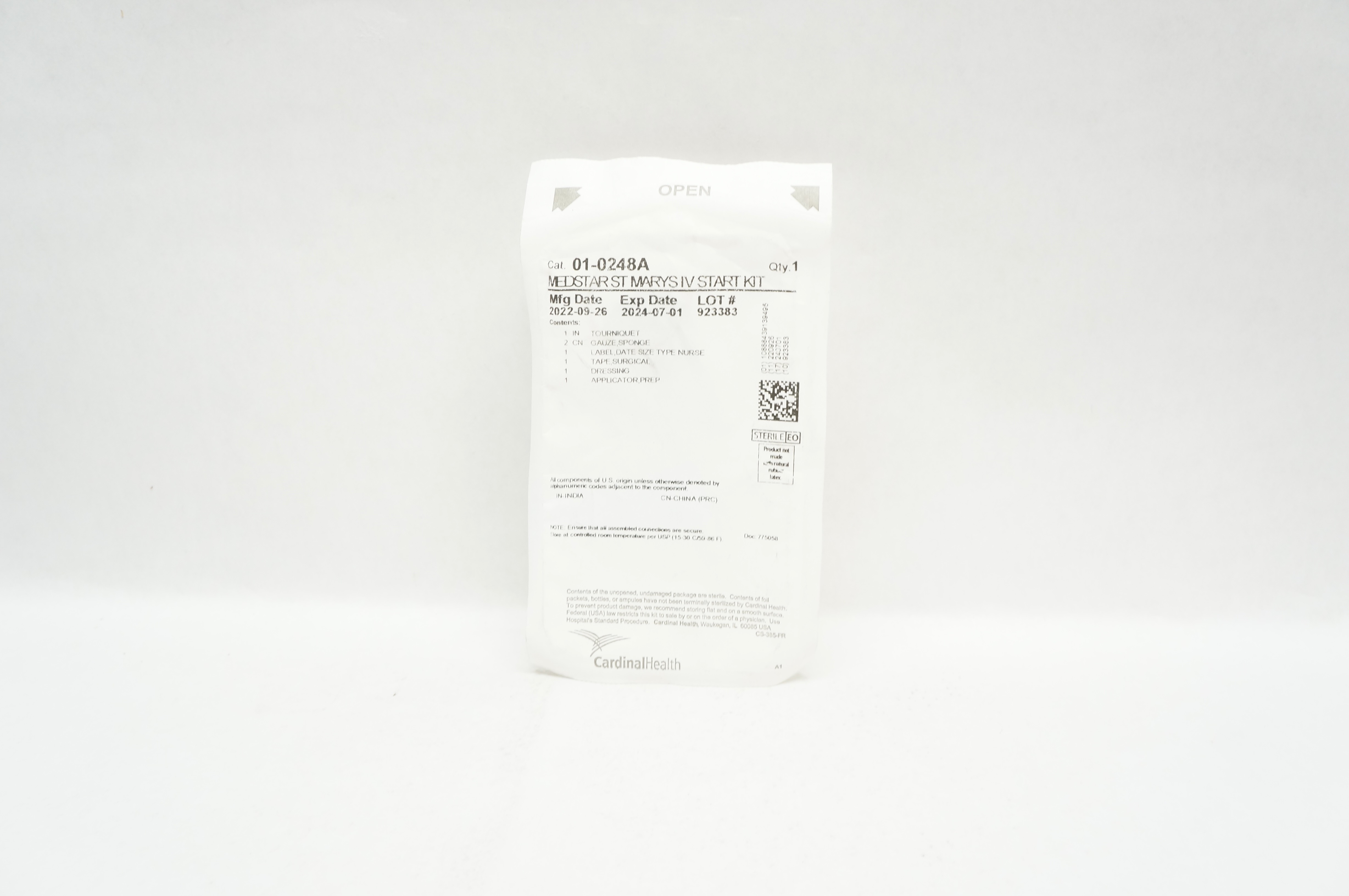 Cardinal Health 01-0248A Medstar ST Marys IV Start Kit