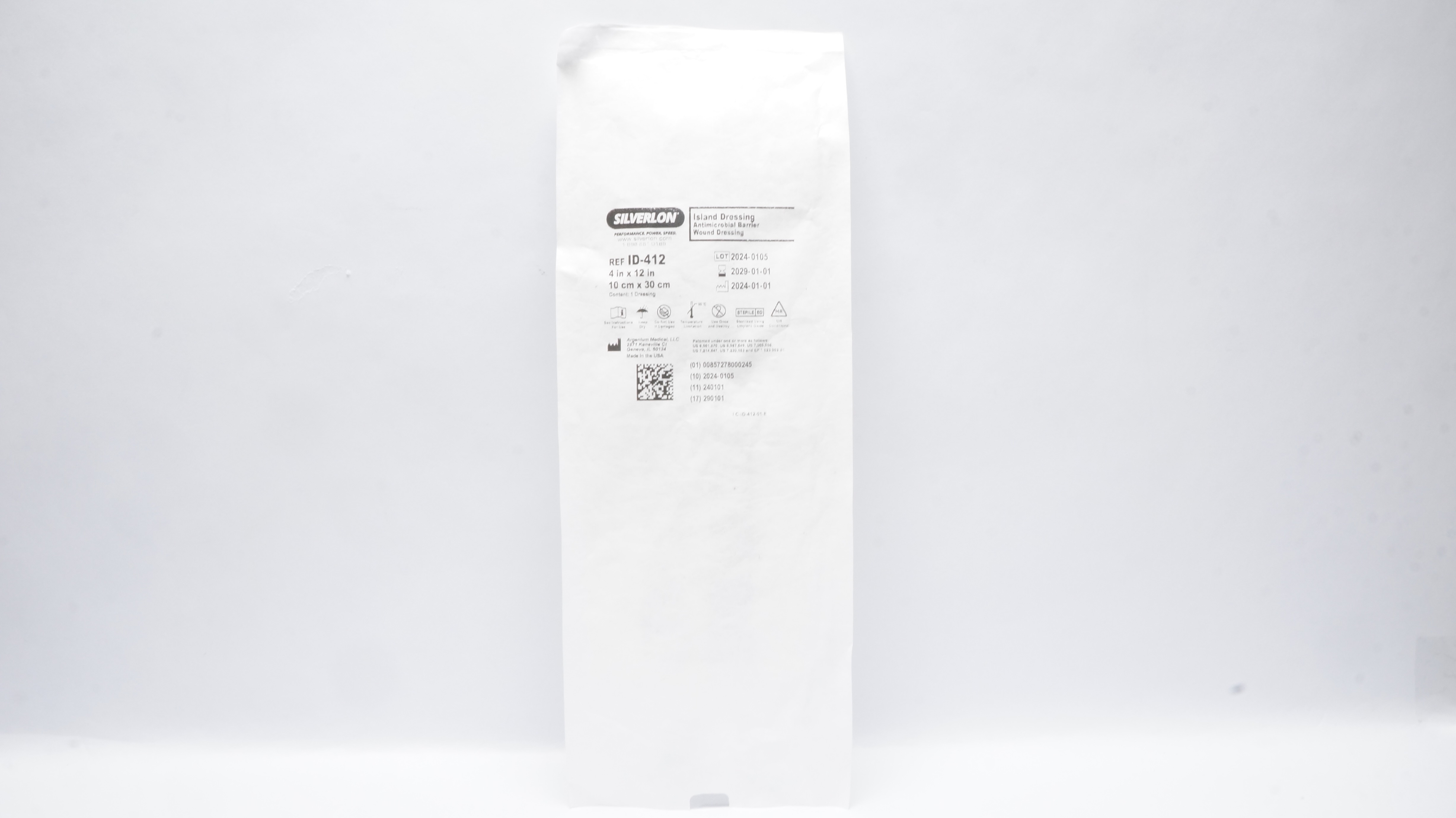 Argentum Medical ID-412 Silverlon Antimicrobial Wound Dressing 4 x 12inch
