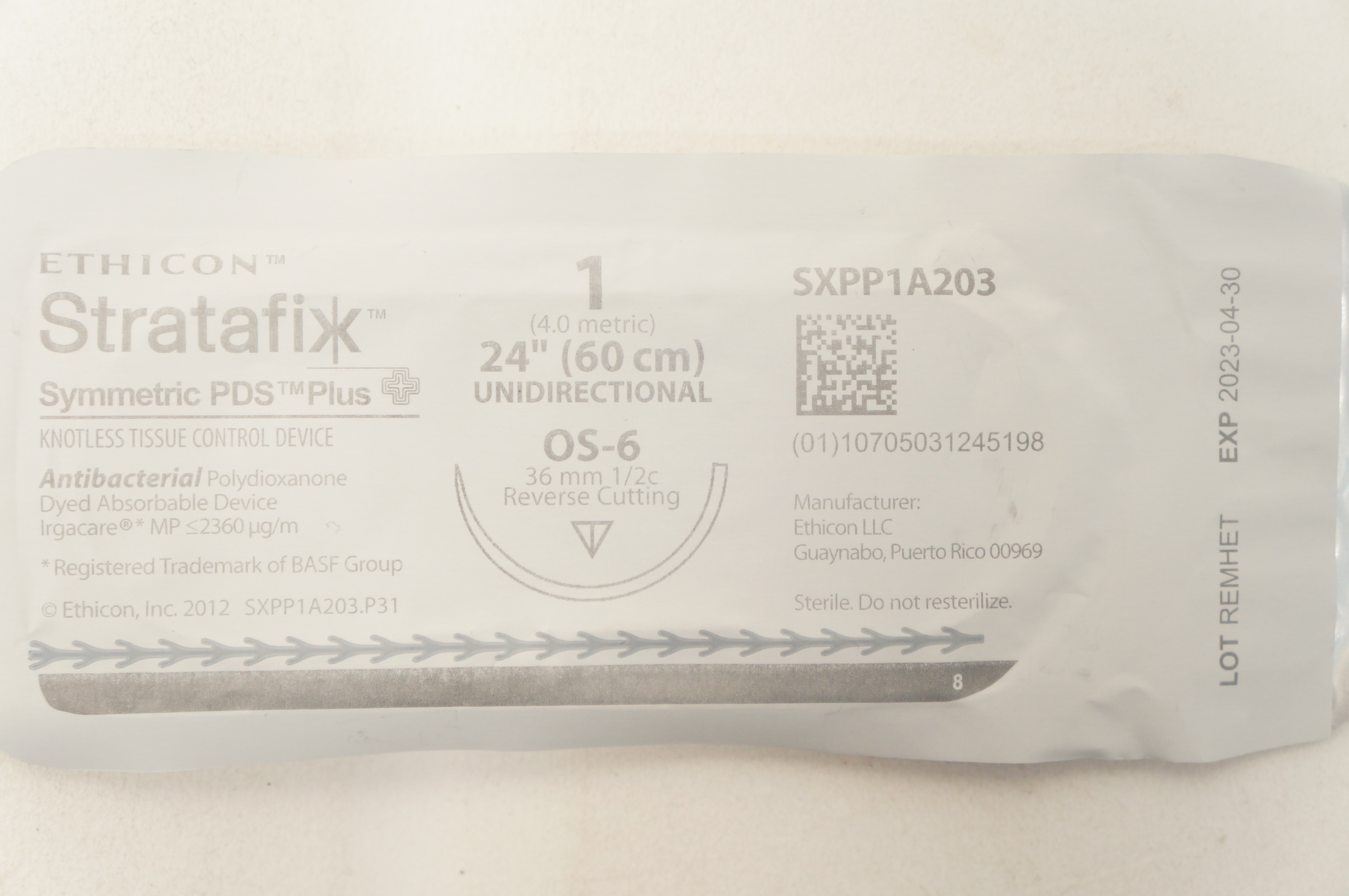 Ethicon SXPP1A203 1 Stratafix OS-6 36mm 1/2c Reverse Cutting 24inch