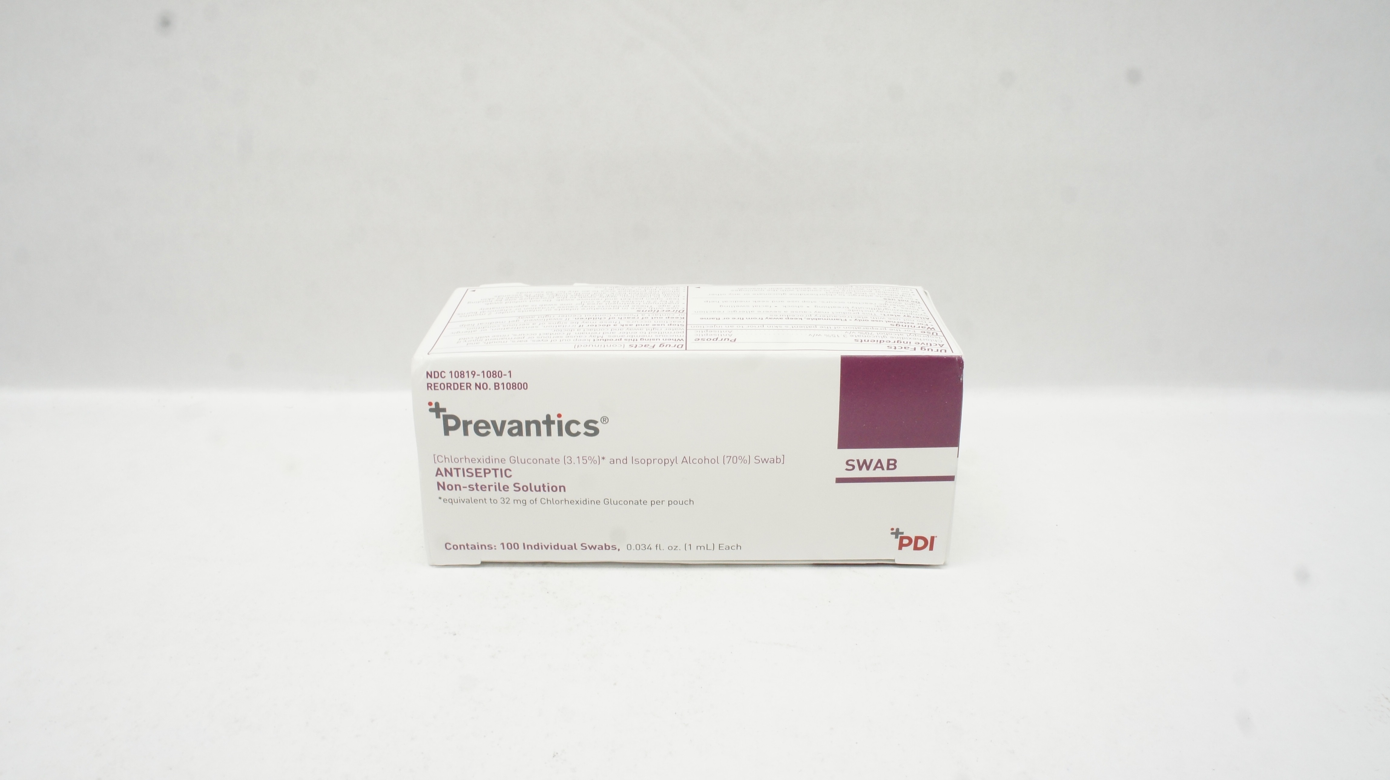 PDI B10800 Prevantics Antiseptic Swabs 0.034fl. oz . Each - Box of 100