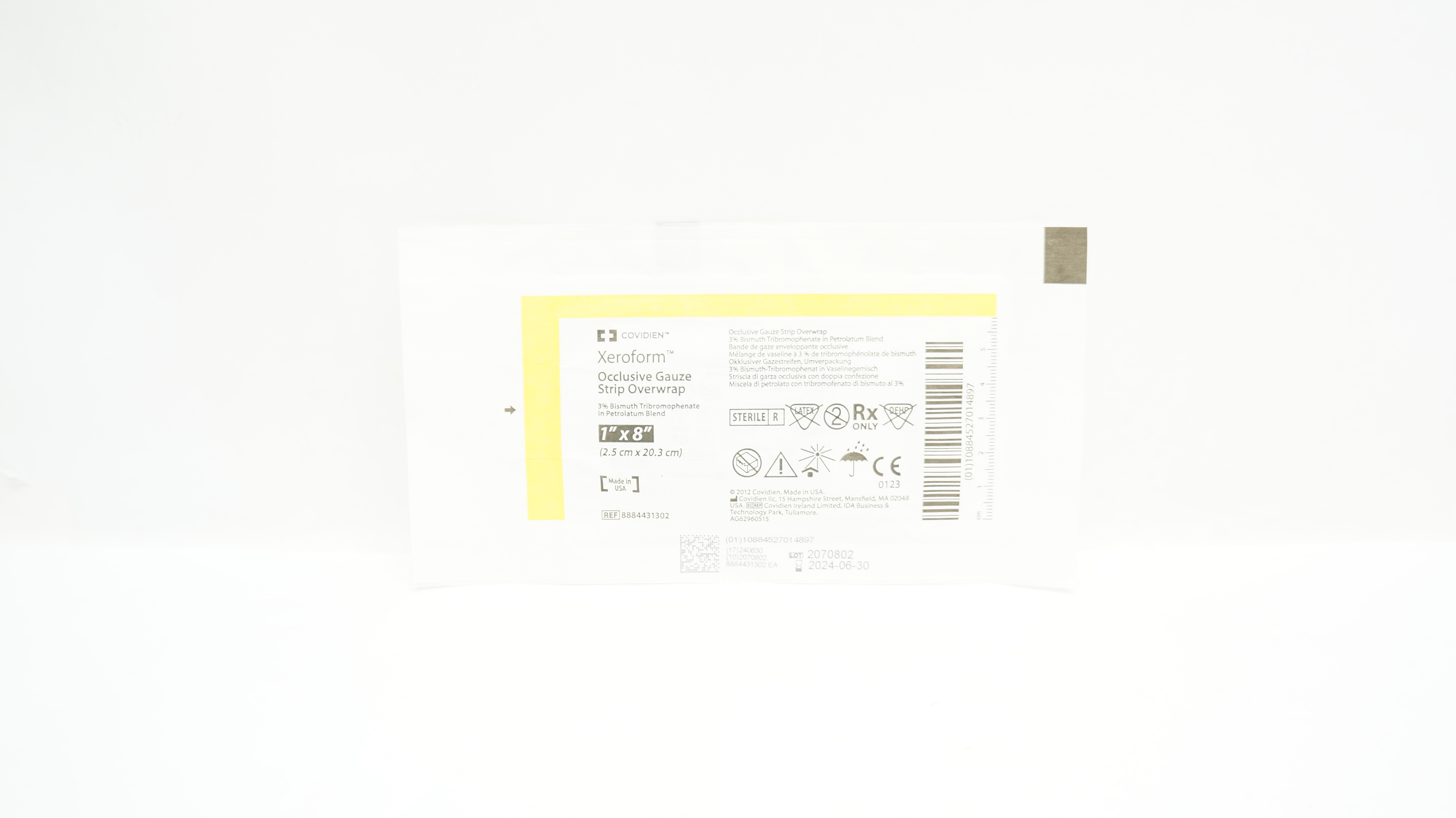 Covidien 8884431302 Xeroform Occlusive Gauze Strip Overwrap 1 x 8inch