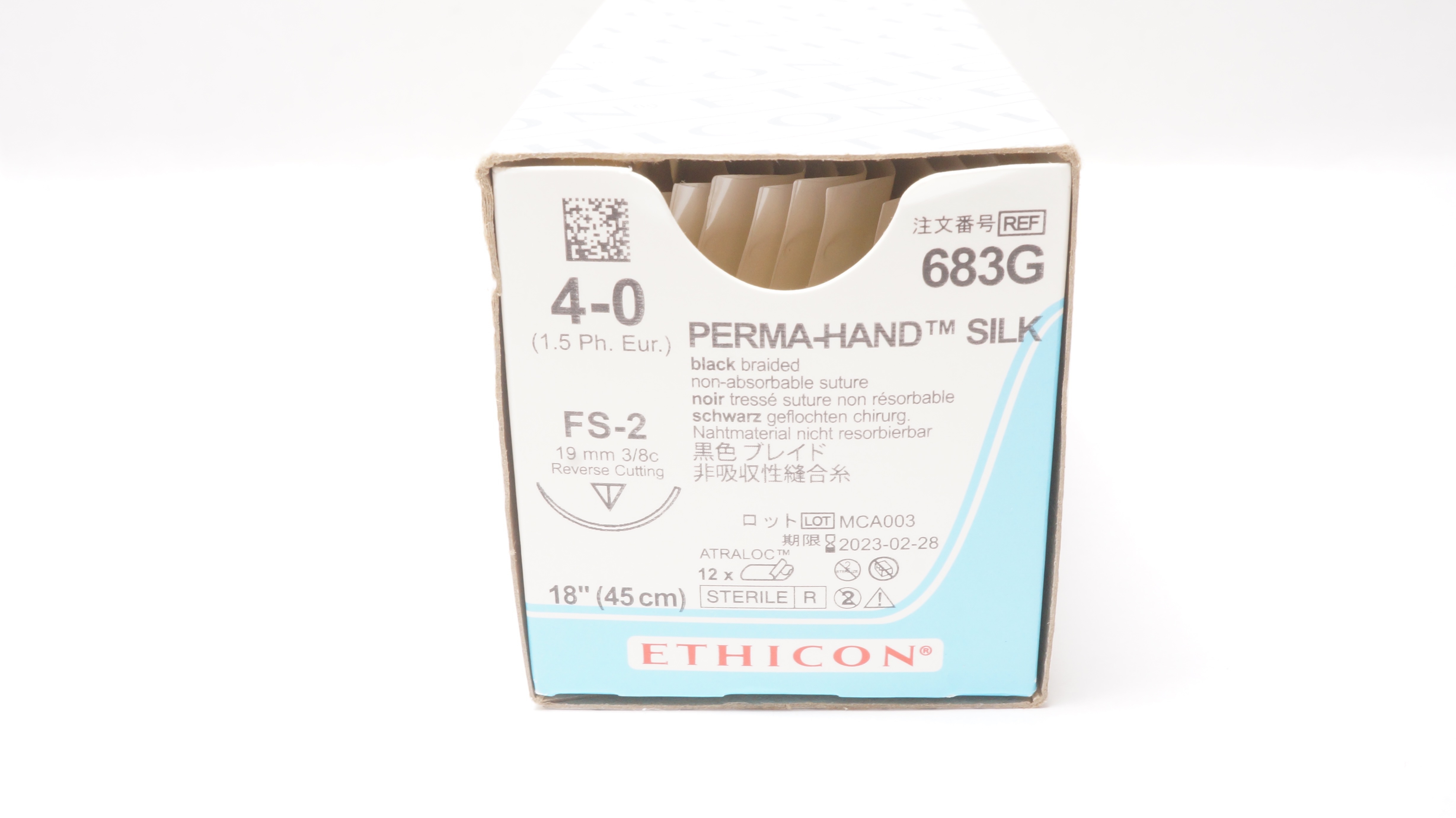 Ethicon 683G 4-0 Silk Stre FS-2 19mm 3/8c Reverse Cutting 18inch (x) - Box of 12