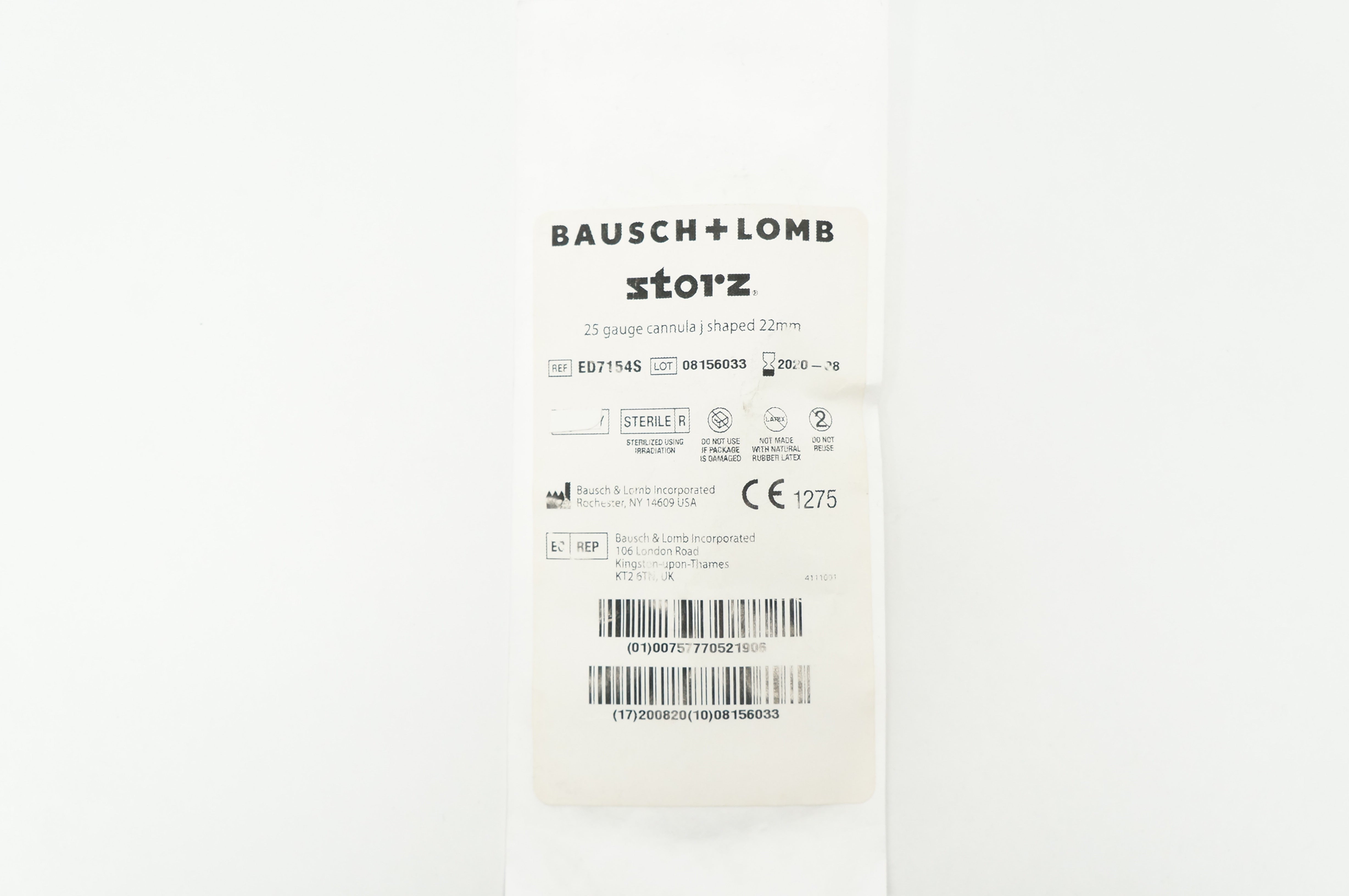Baush + Lomb ED7154S Storz 25Ga Cannula  J Shaped 22mm (x)