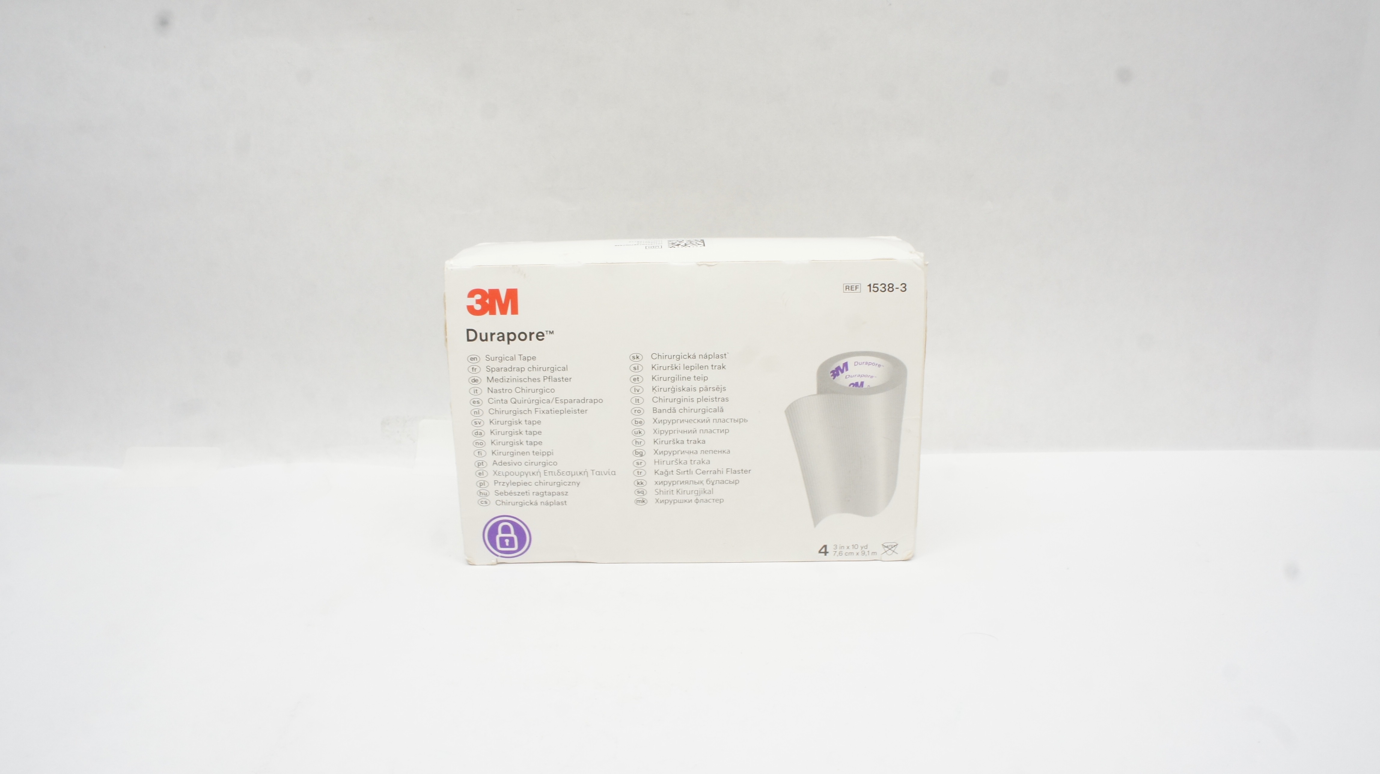 3M 1538-3 Durapore Surgical Tape 3inch x 10yd - Box of 4
