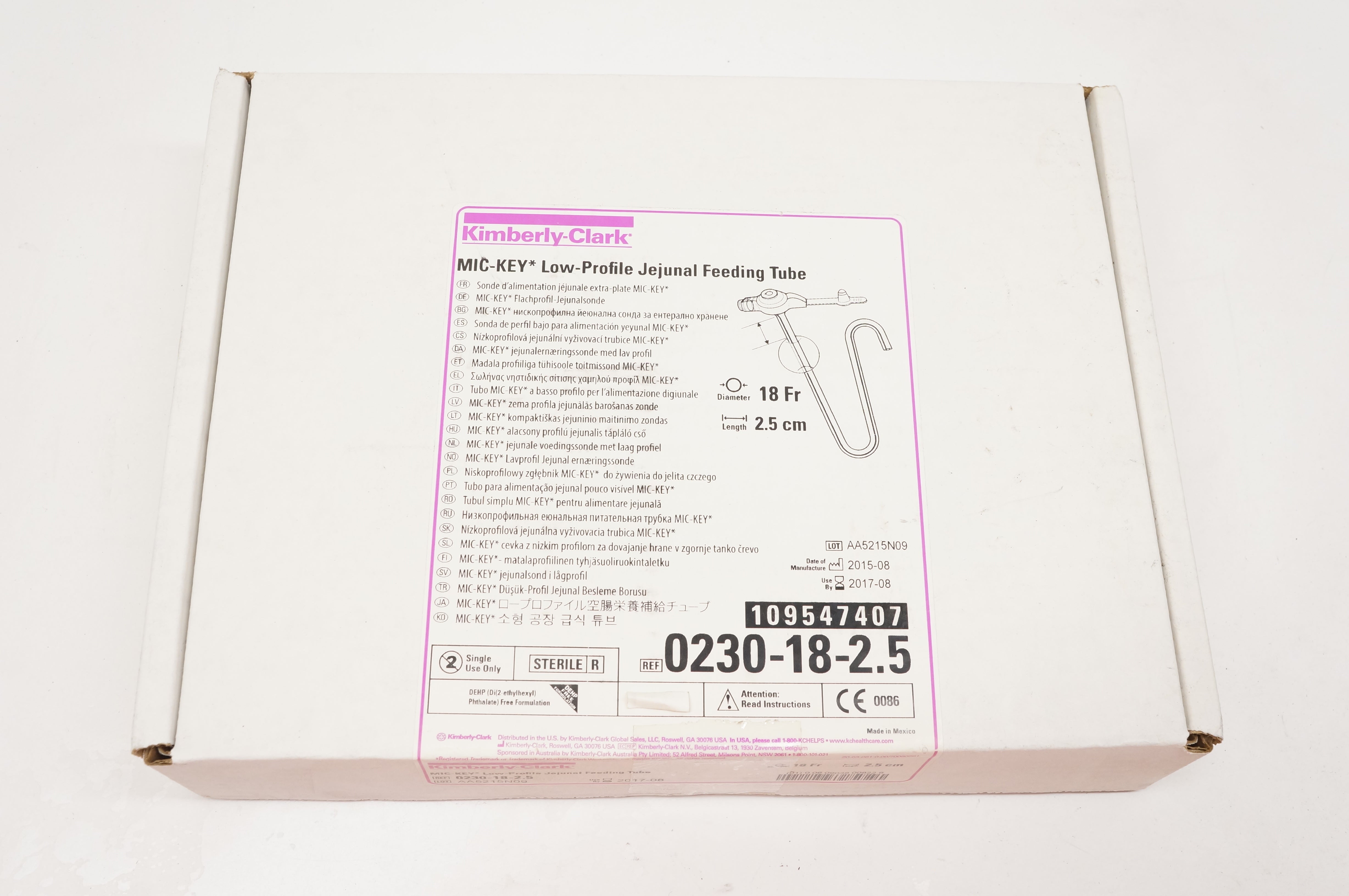 Kimberly-Clark 0230-18-2.5 MIC-KEY Jejunal Feeding Tube 18Fr. x 2.5cm (x)