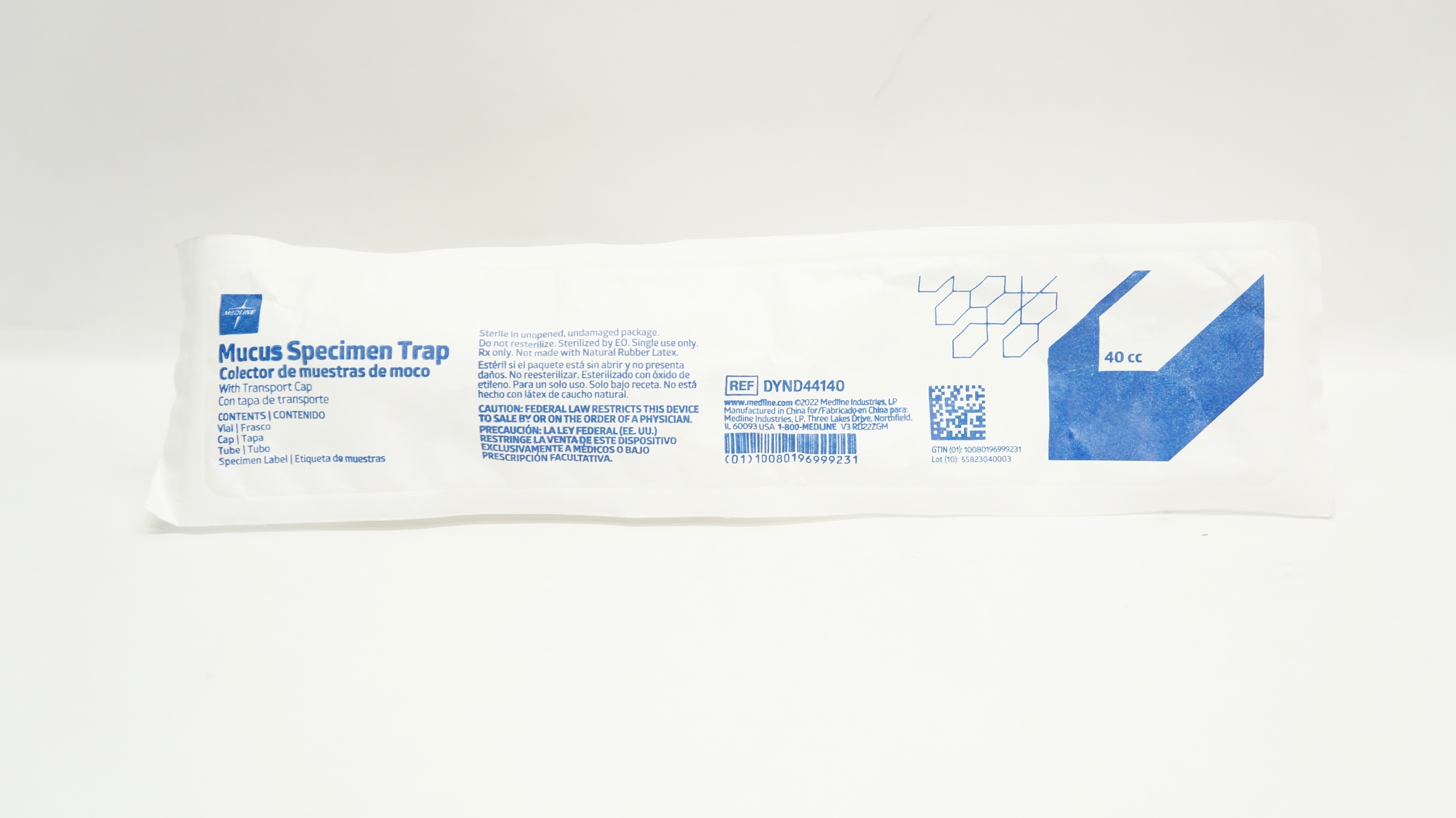 Medline DYND44140 Mucus Specimen Trap with Transport Cap, 40cc
