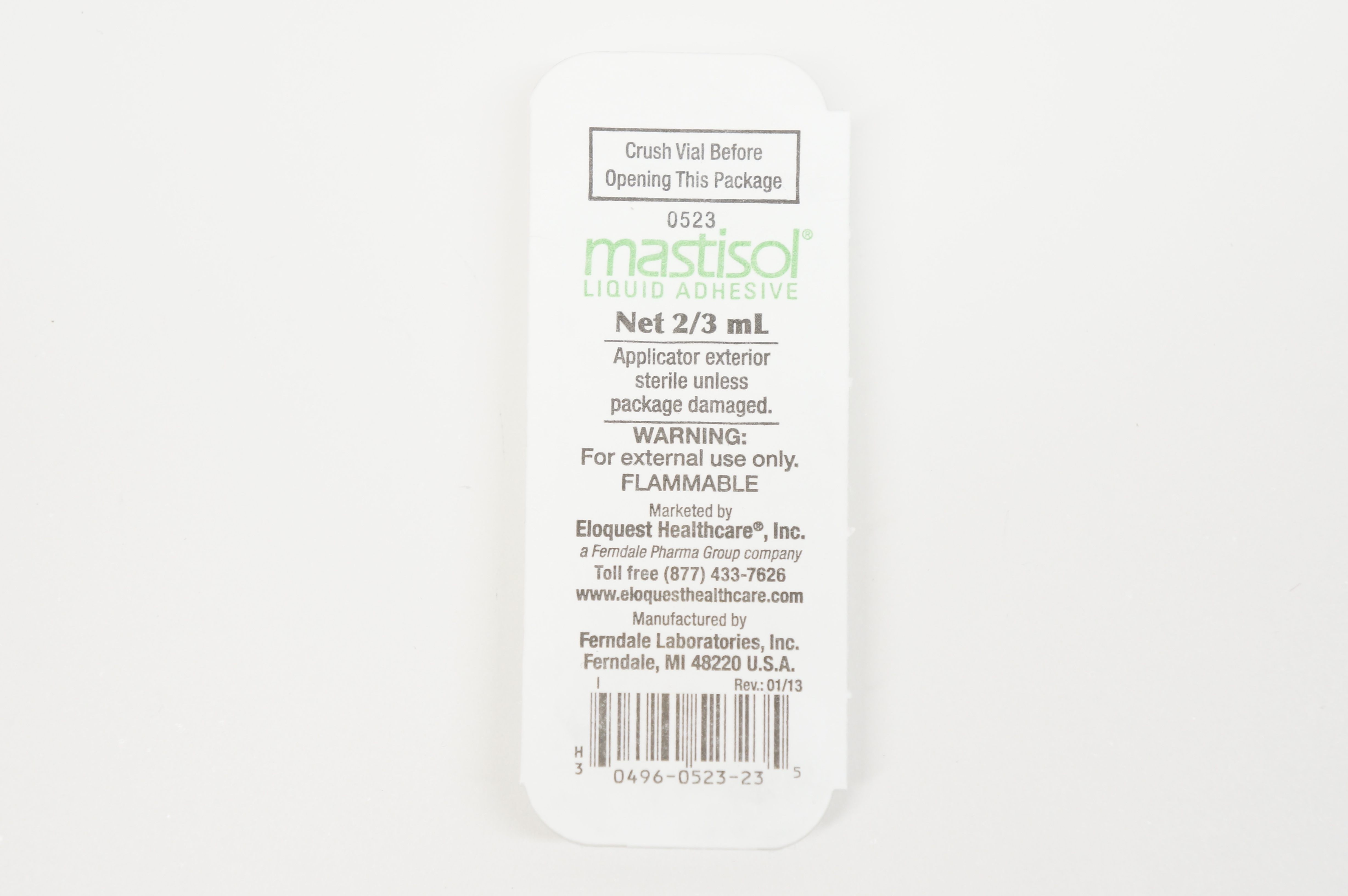Eloquest Healthcare 0523 Mastisol Liquid Adhesive Net 2/3mL