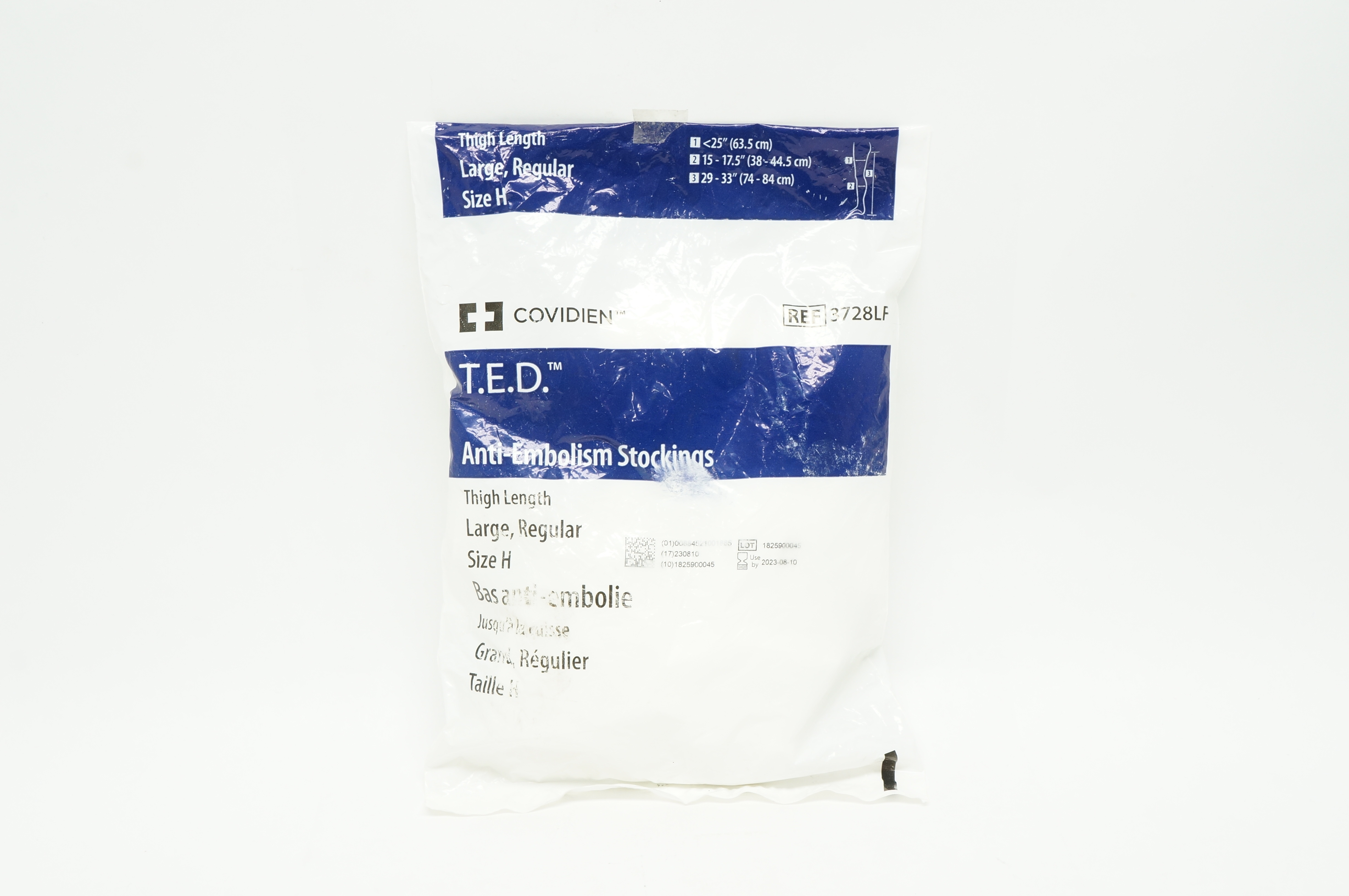 Covidien 3728LF Anti-Embolism Stockings, Thigh Length, Large, Regular, Size H