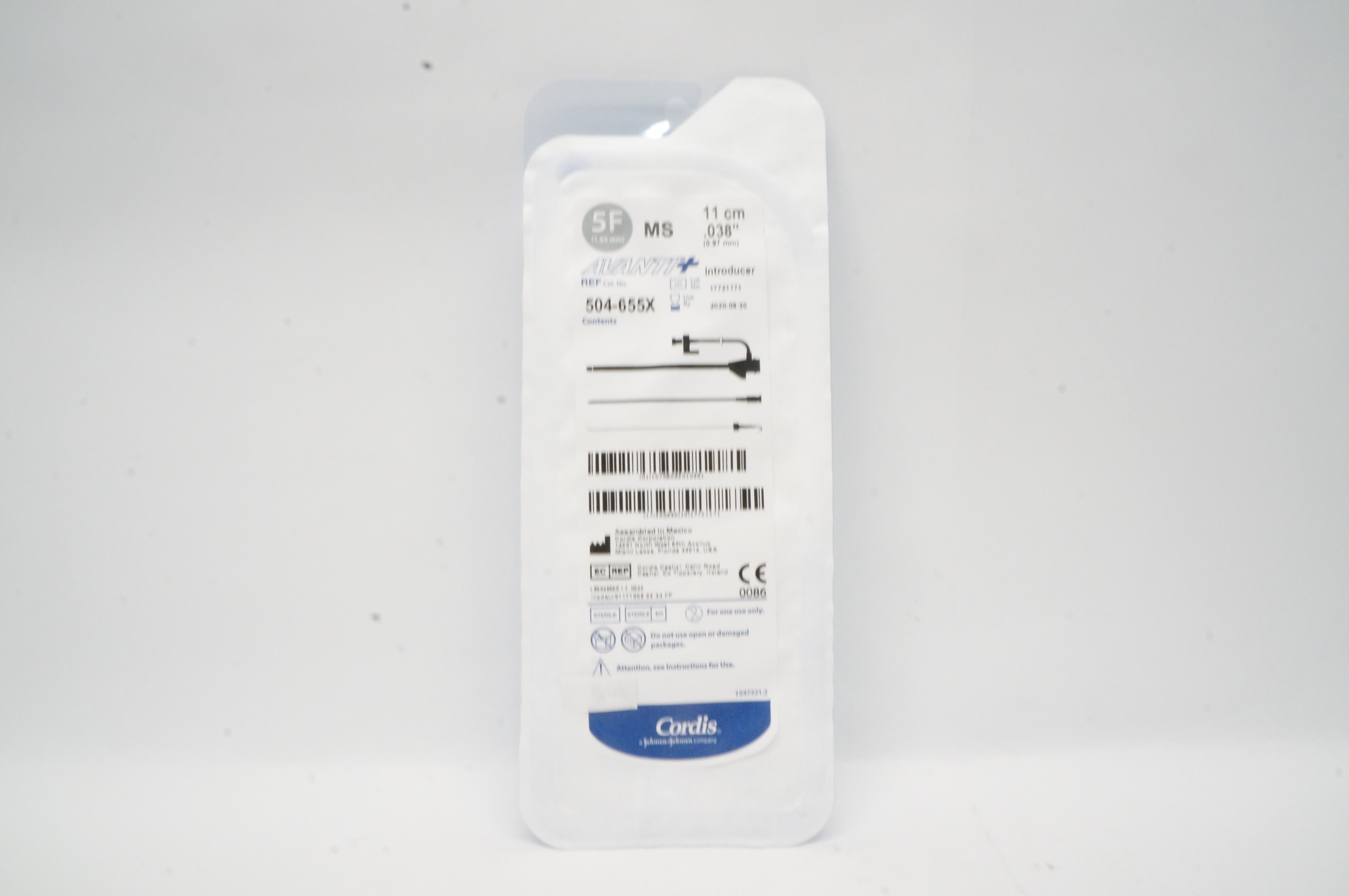 Cordis 504-655X AVANTI Plus Introducer MS 5F,.038in. x 11cm (x)