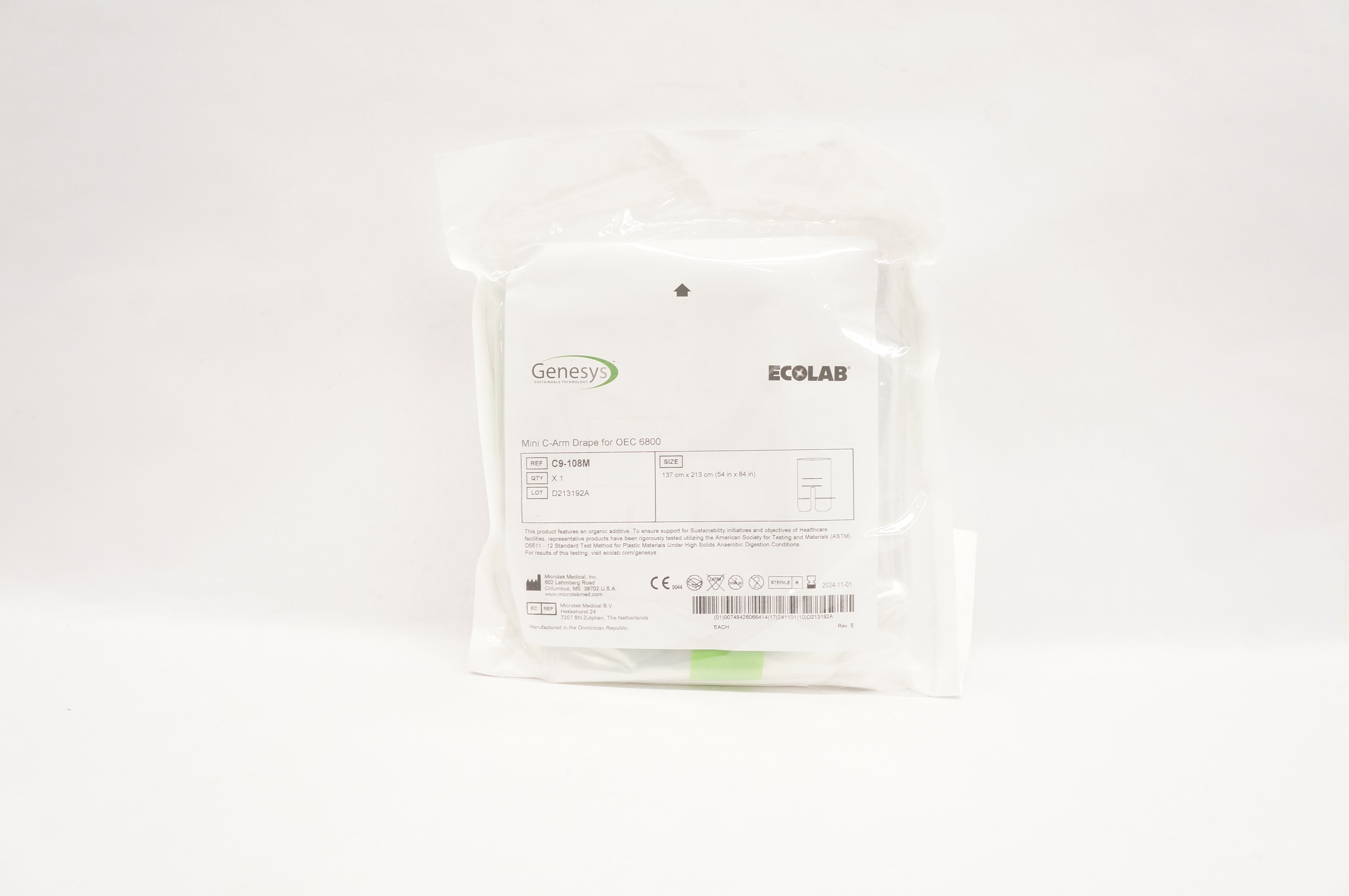 Microtek C9-108M Ecolab Genesys Mini C-Arm Drape for OEC 6800 54 inch x 84 inch