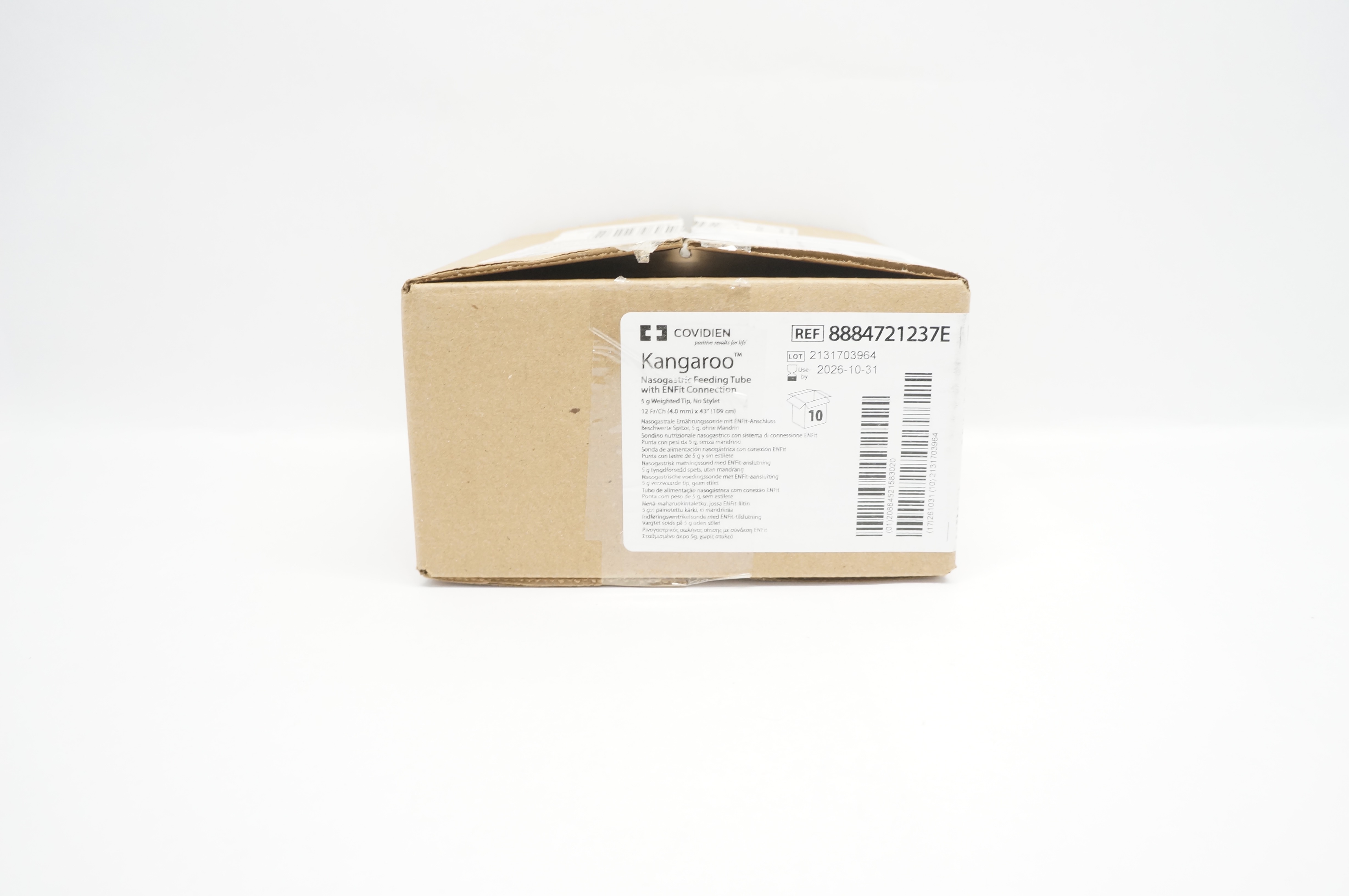 Covidien 8884721237E Kangaroo Nasogastric FeedingTube 12Fr/Chx43inch - Box of 10