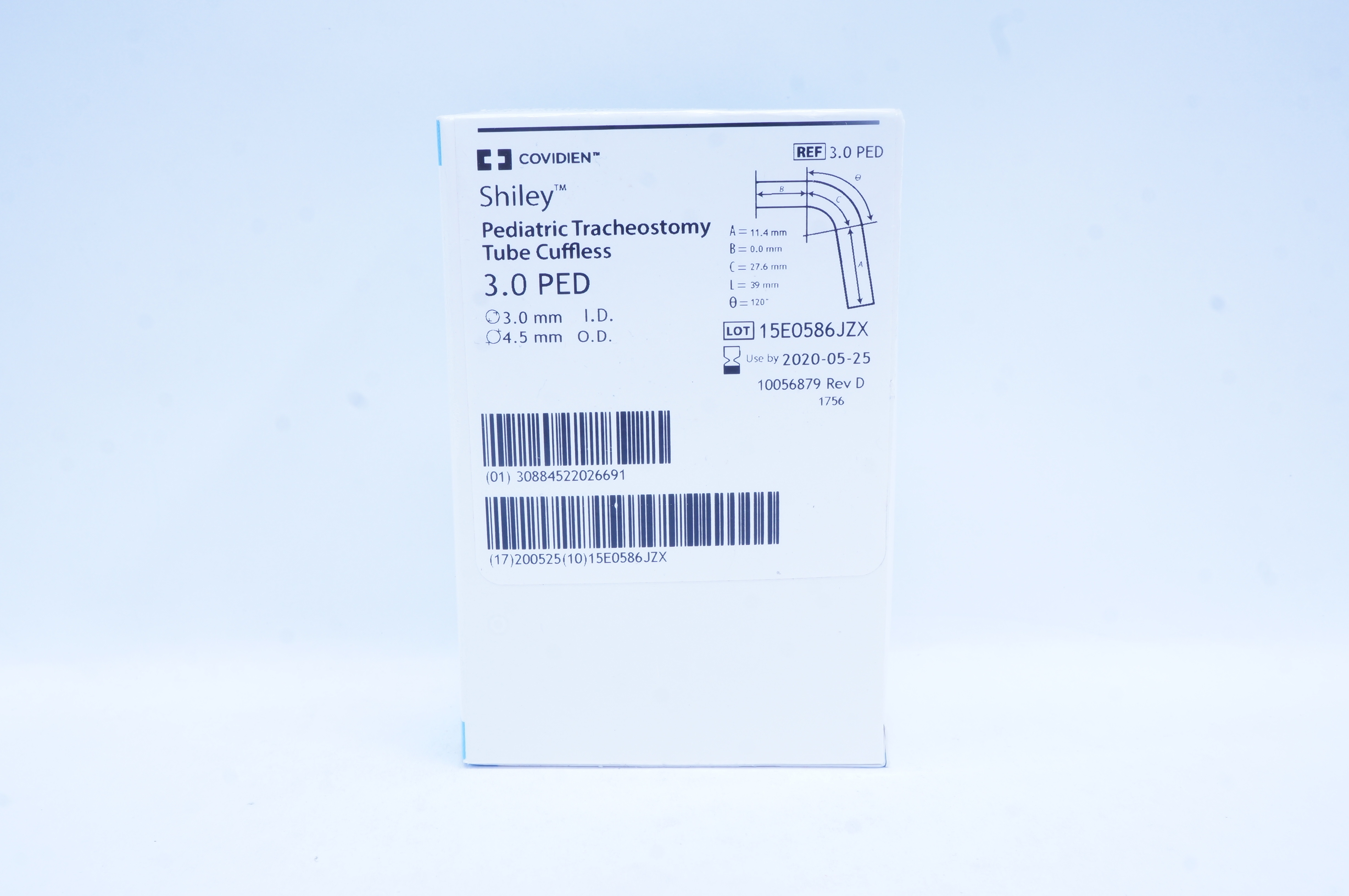 Covidien 3.0PED Shiley Pediatric Tracheostomy Tube Cuffless 3.0mm x 4.5mm (x)