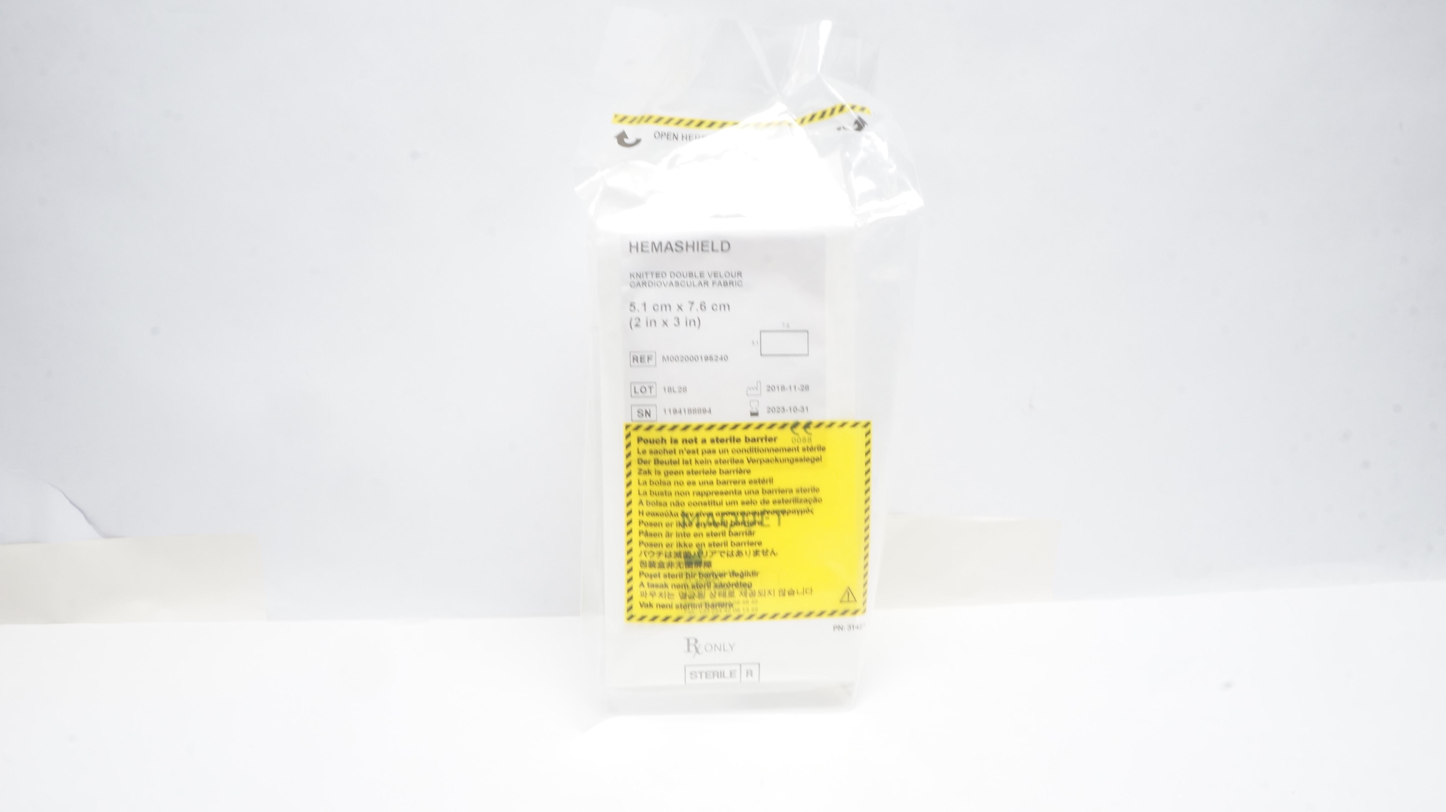 Maquet M002000195240 Hemashield Knitted Double Velour Cardiovascular 2inx3in(x)