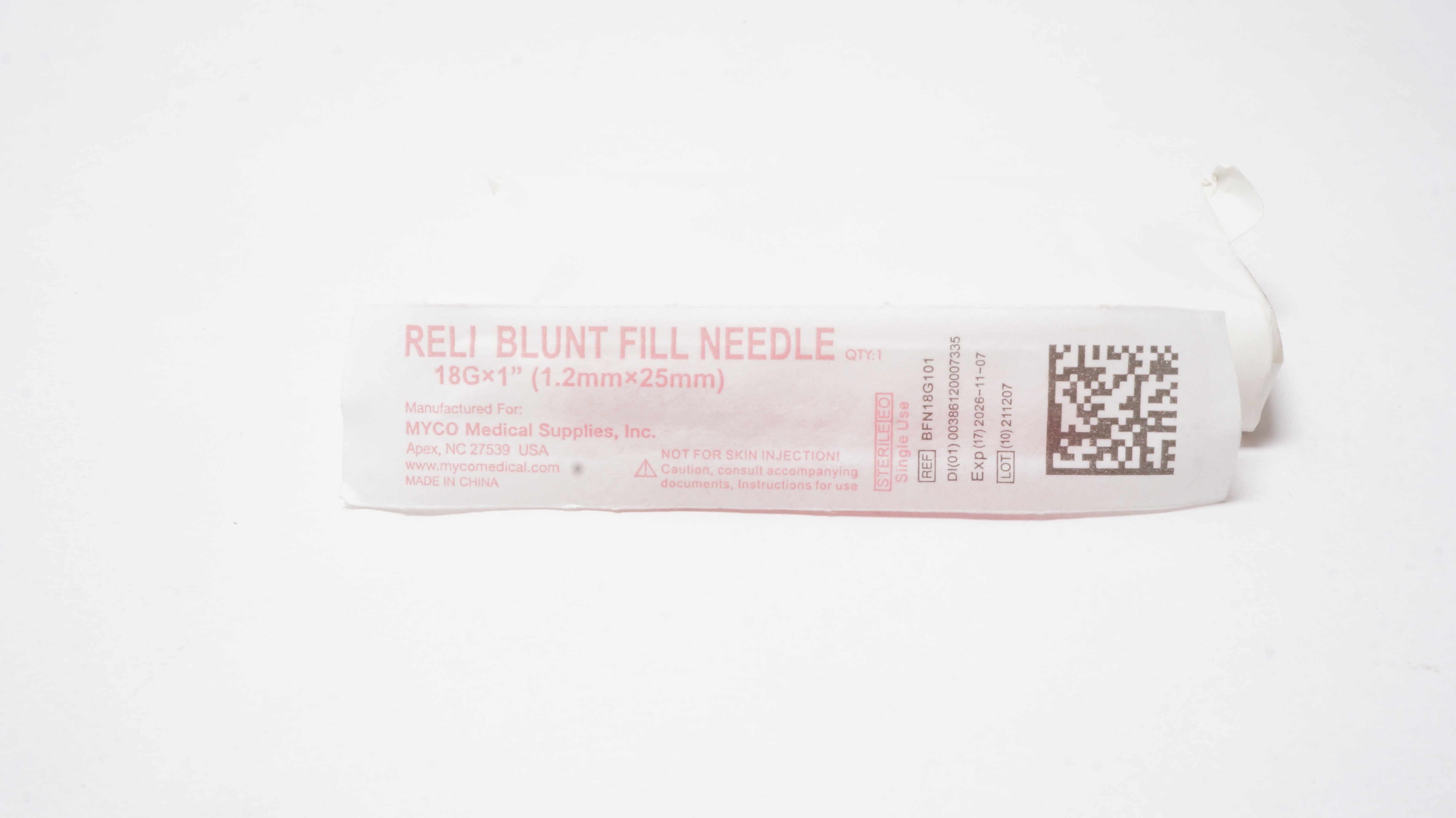 MYCO Medical BFN18G101 Reli Blunt Fill Ndle. 18G x 1inch