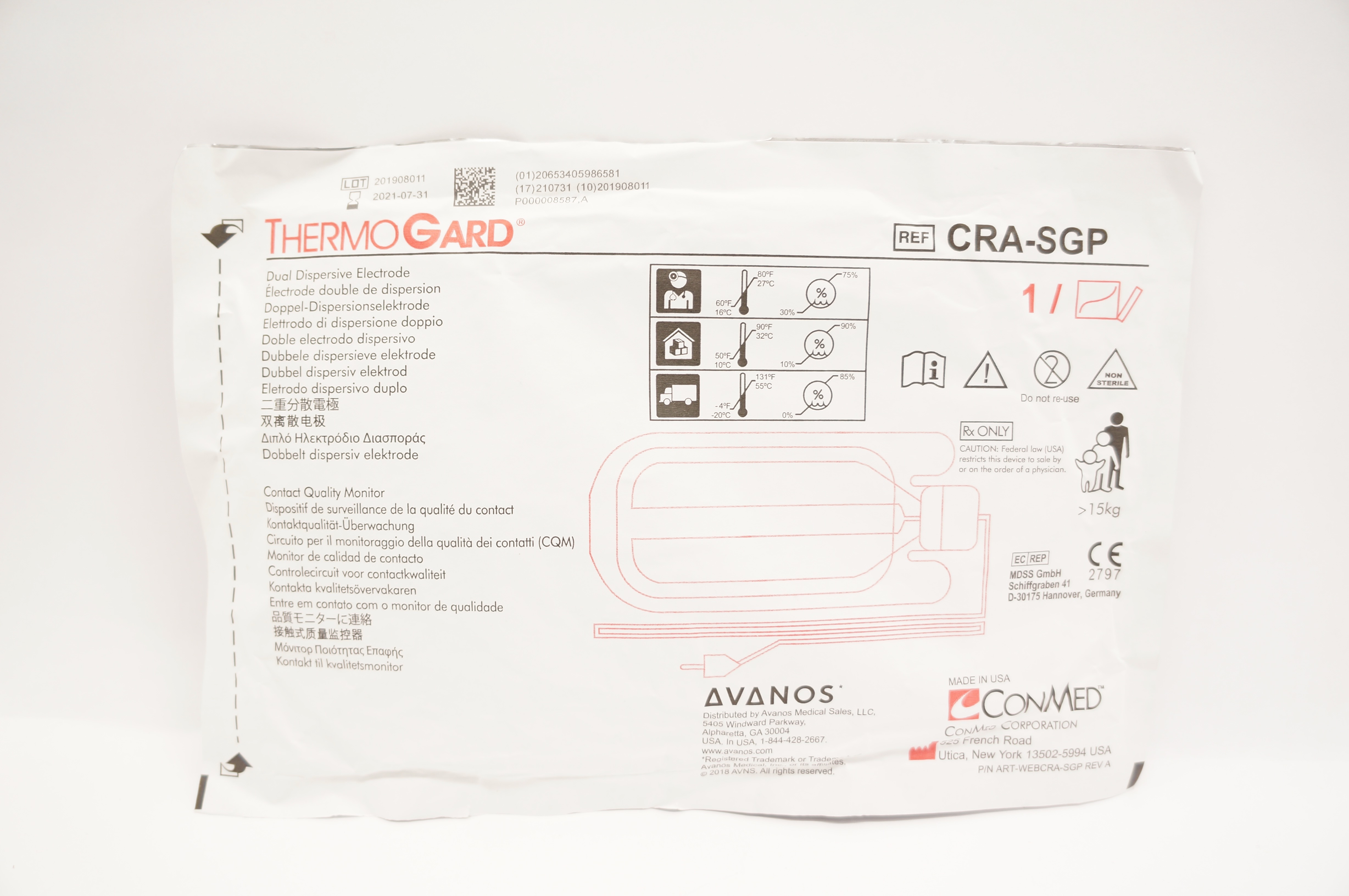 ConMed GRA-SGP ThermoGard Dual Dispersive Electrode (x)