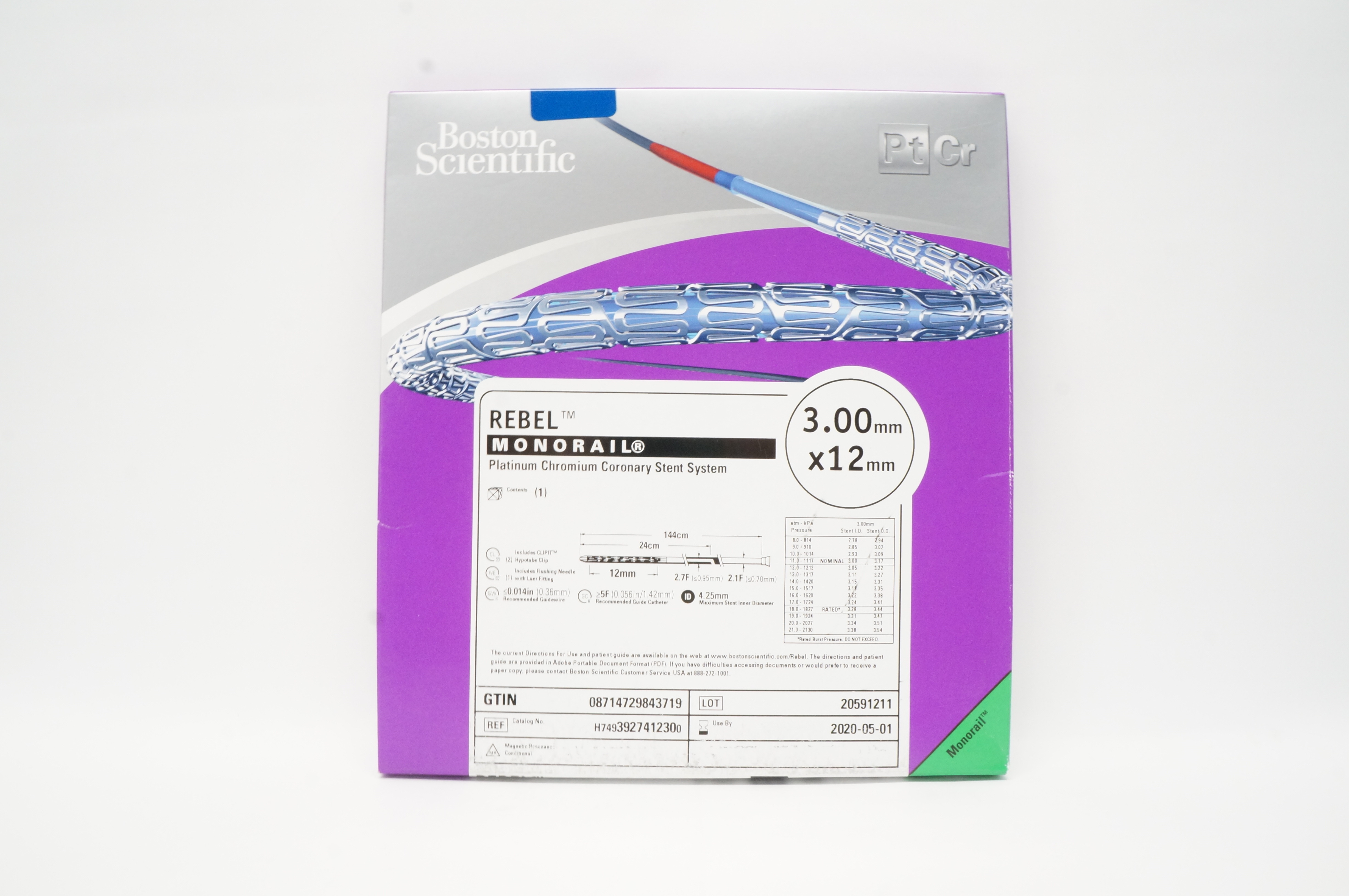 Boston Scientific H7493927412300 Rebel Coronary Stnt System 3.00mm x 12mm (x)