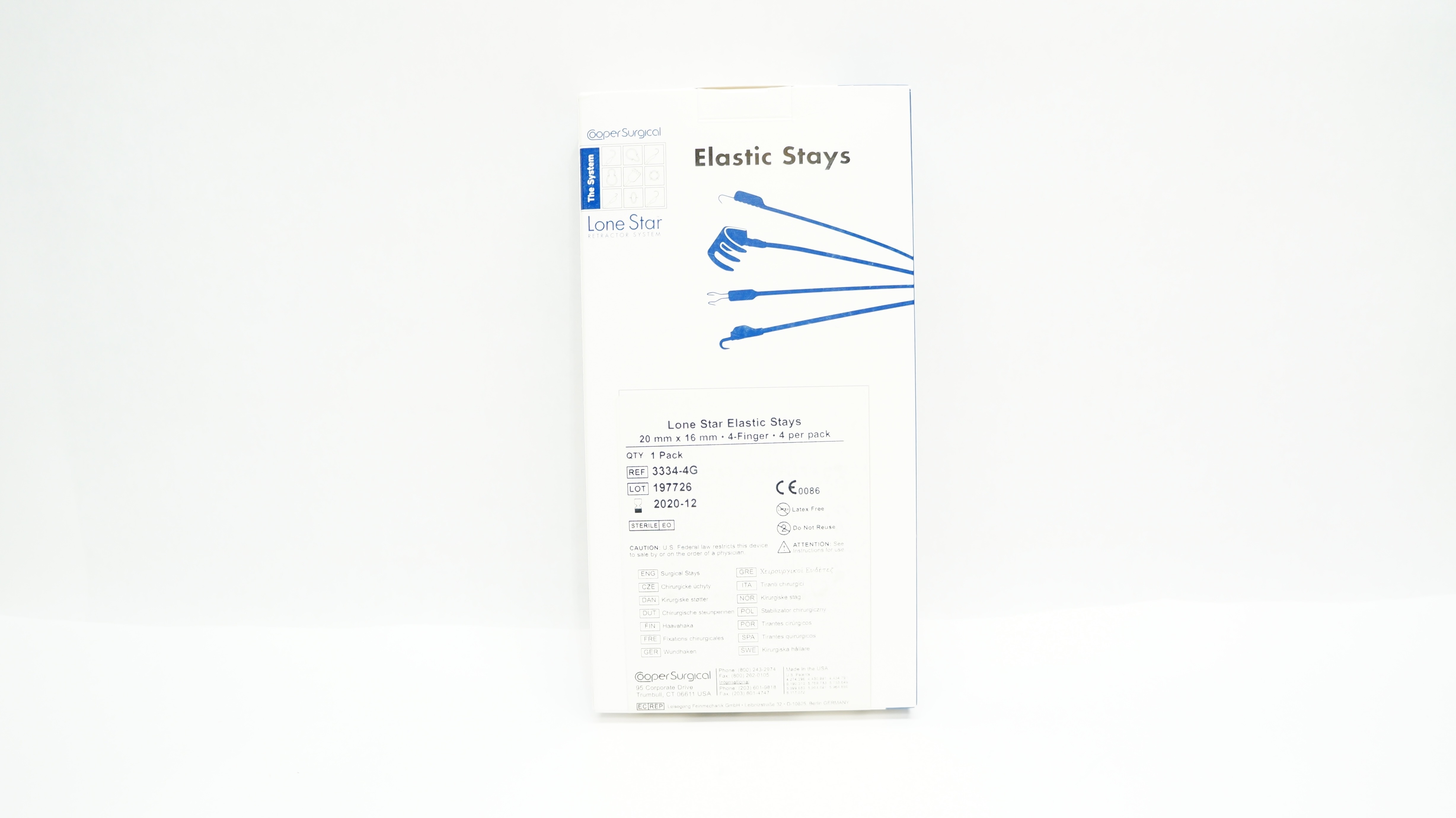Cooper Surgical 3334-4G Lone Star Elastic Stays 20x16mm 4-Finger (x) - Pack of 4