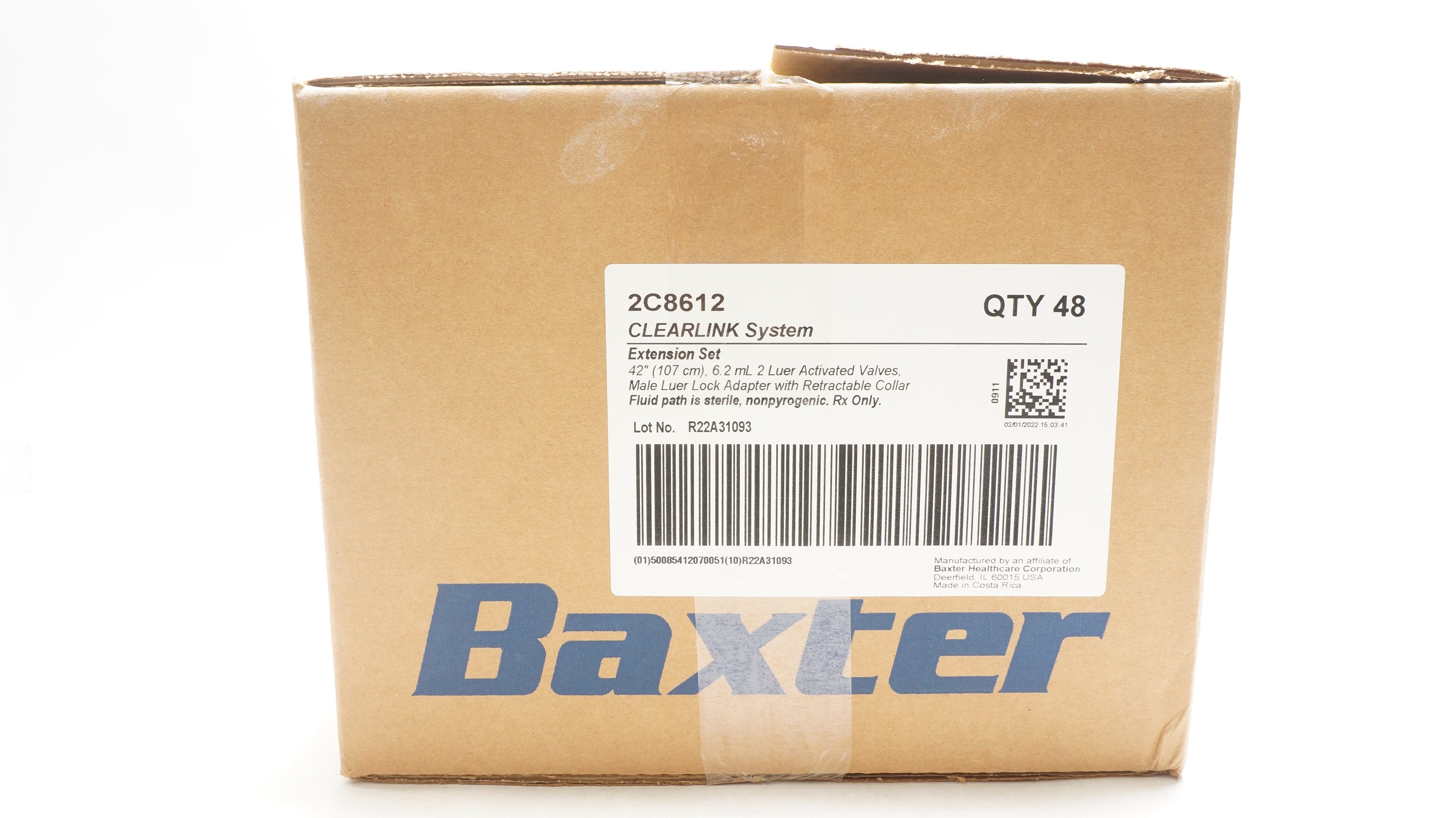 Baxter 2C8612 Clearlink System Extension Set 42inch x 6.2ml - Box of 48