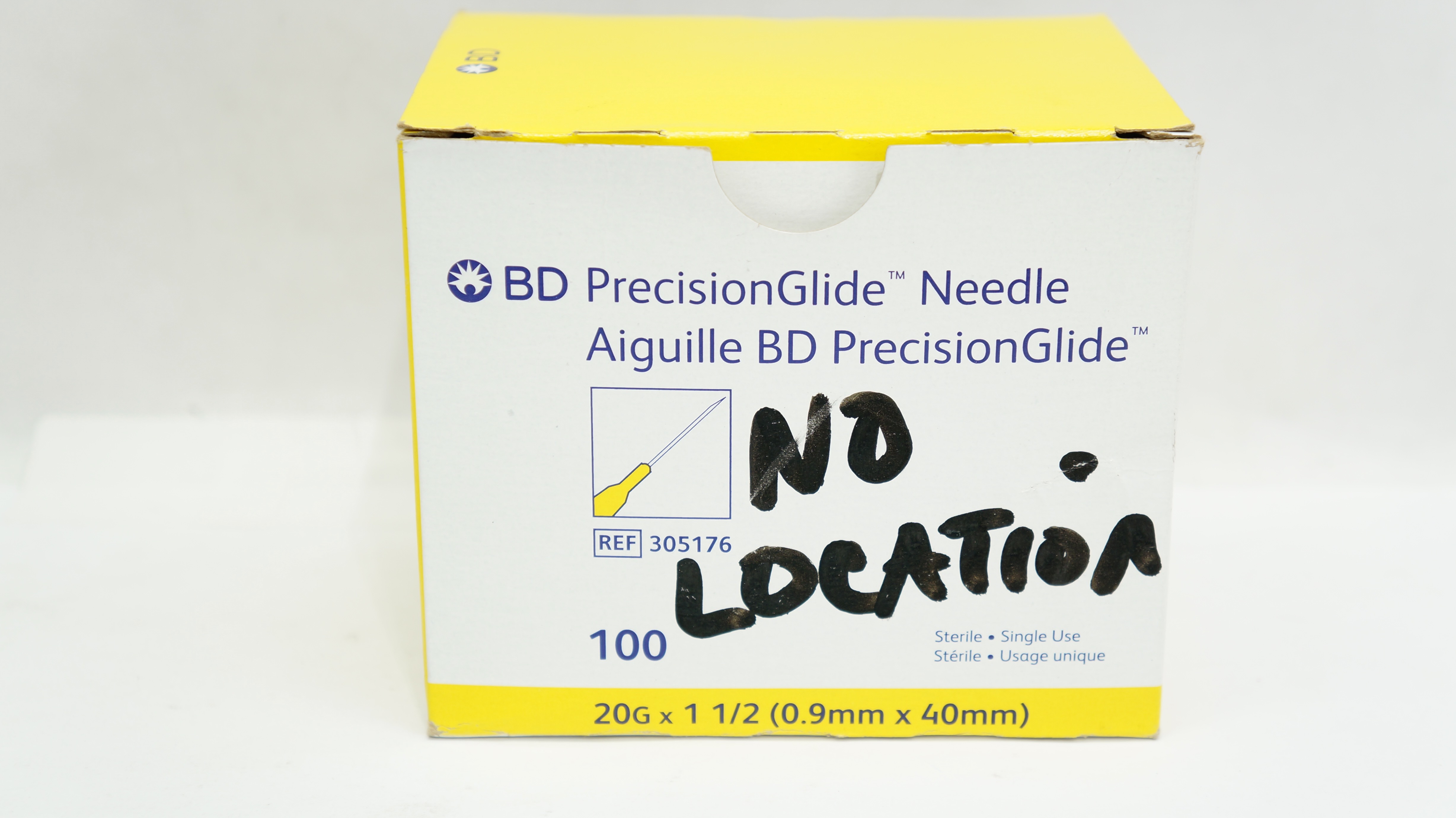 BD 305176 Precision Glide Ndle 20G x 1-1/2inch - Box of 100