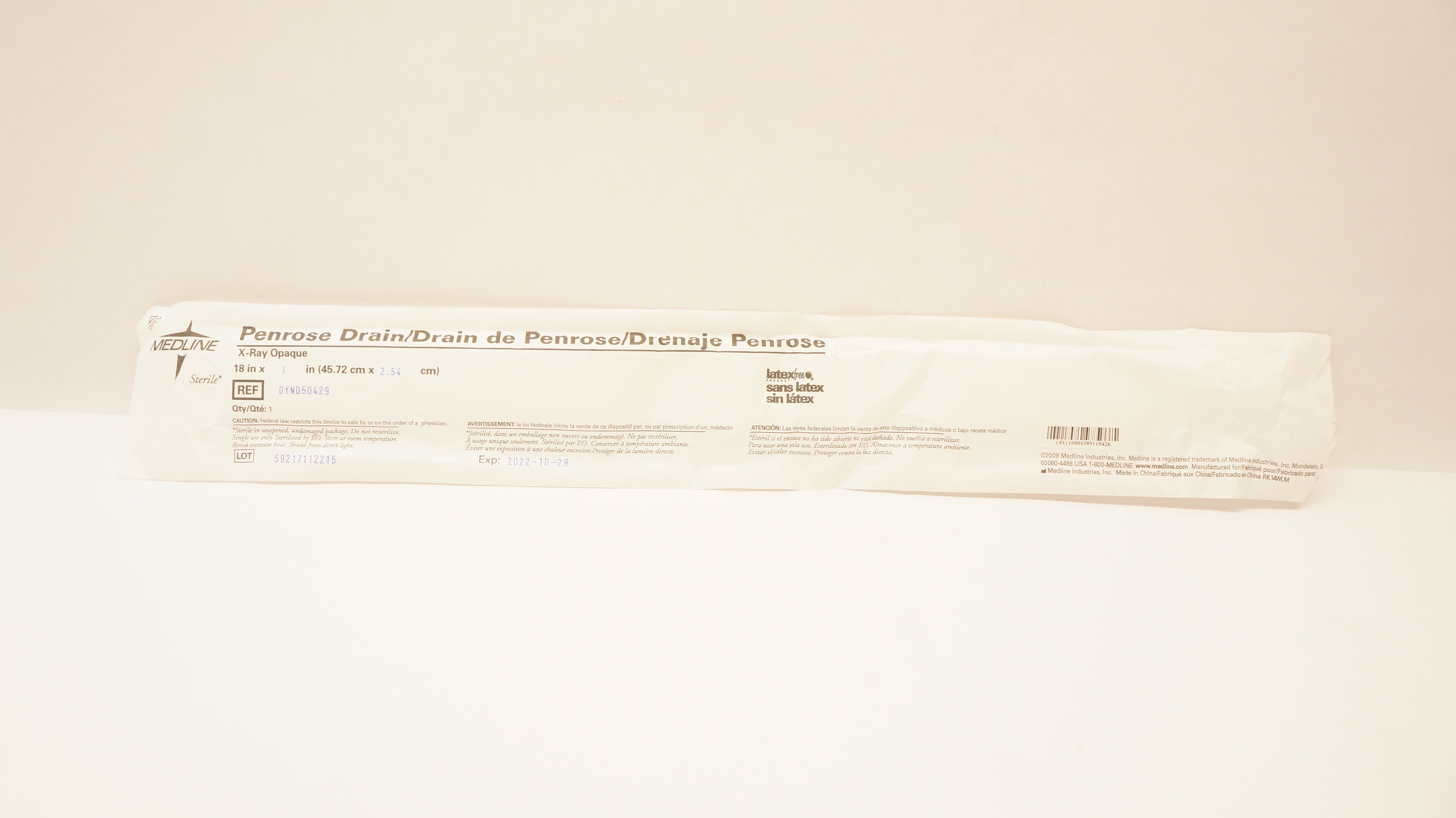 Medline DYND50429 Penrose Drain X-Ray Opaque 18 x 1inch (x)