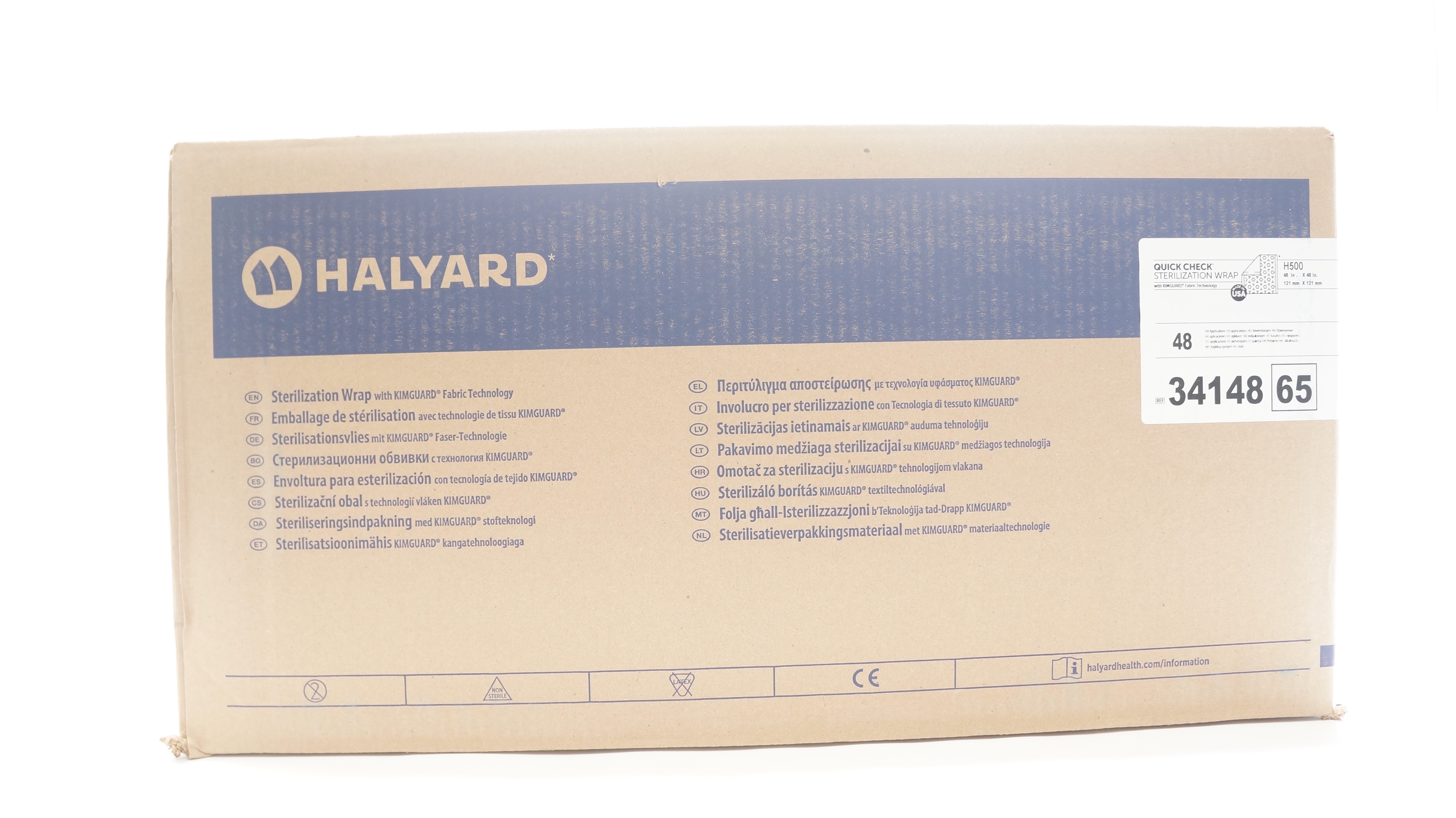 Halyard 34148 H500 Quick Check Sterilization Wrap 48 x 48 inch - Box of 48