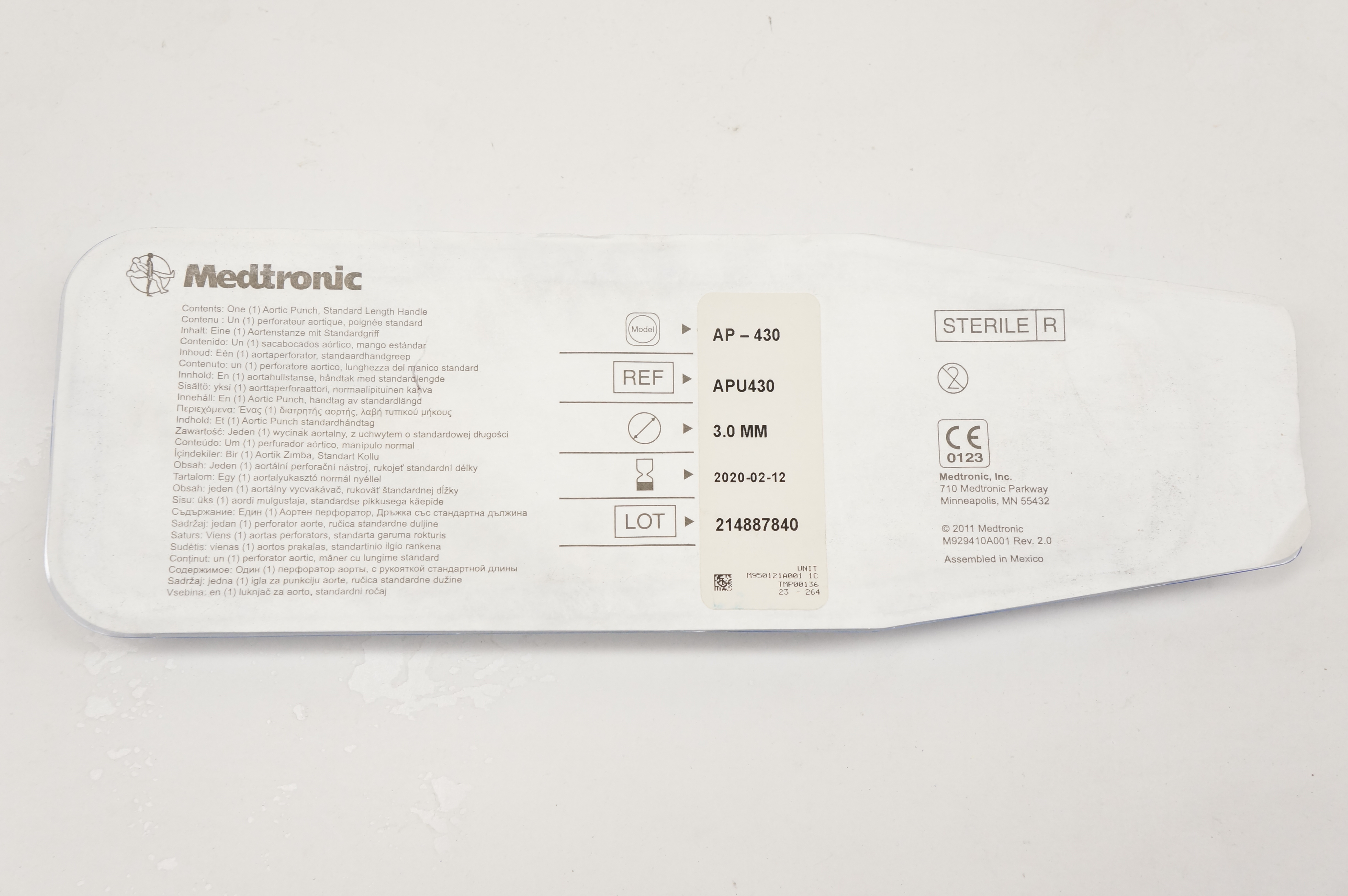 Medtronic APU430 Aortic Punch, Standard Length Handle 3.0mm (x)