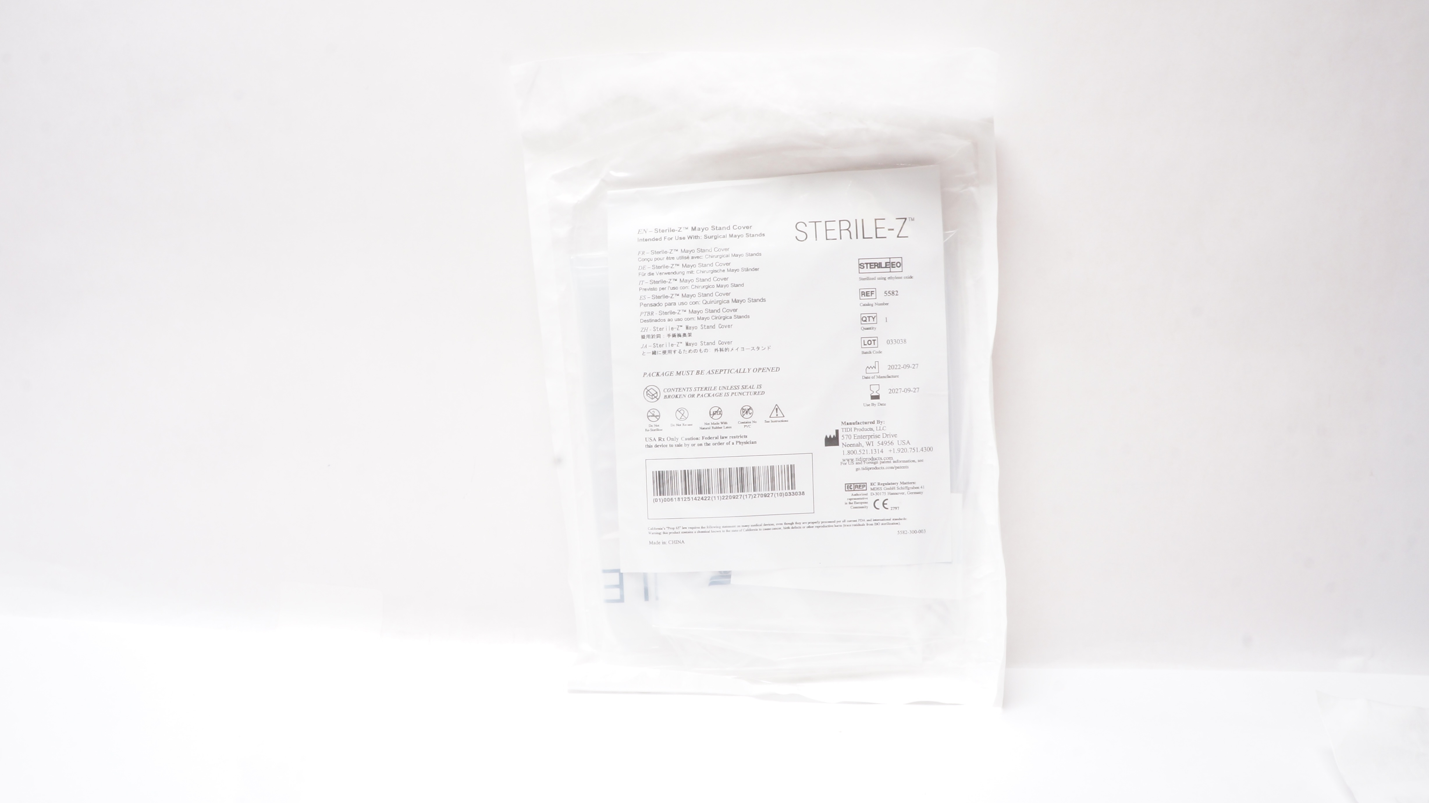 TIDI Products 5582 Sterile-Z Mayo Stand Cover