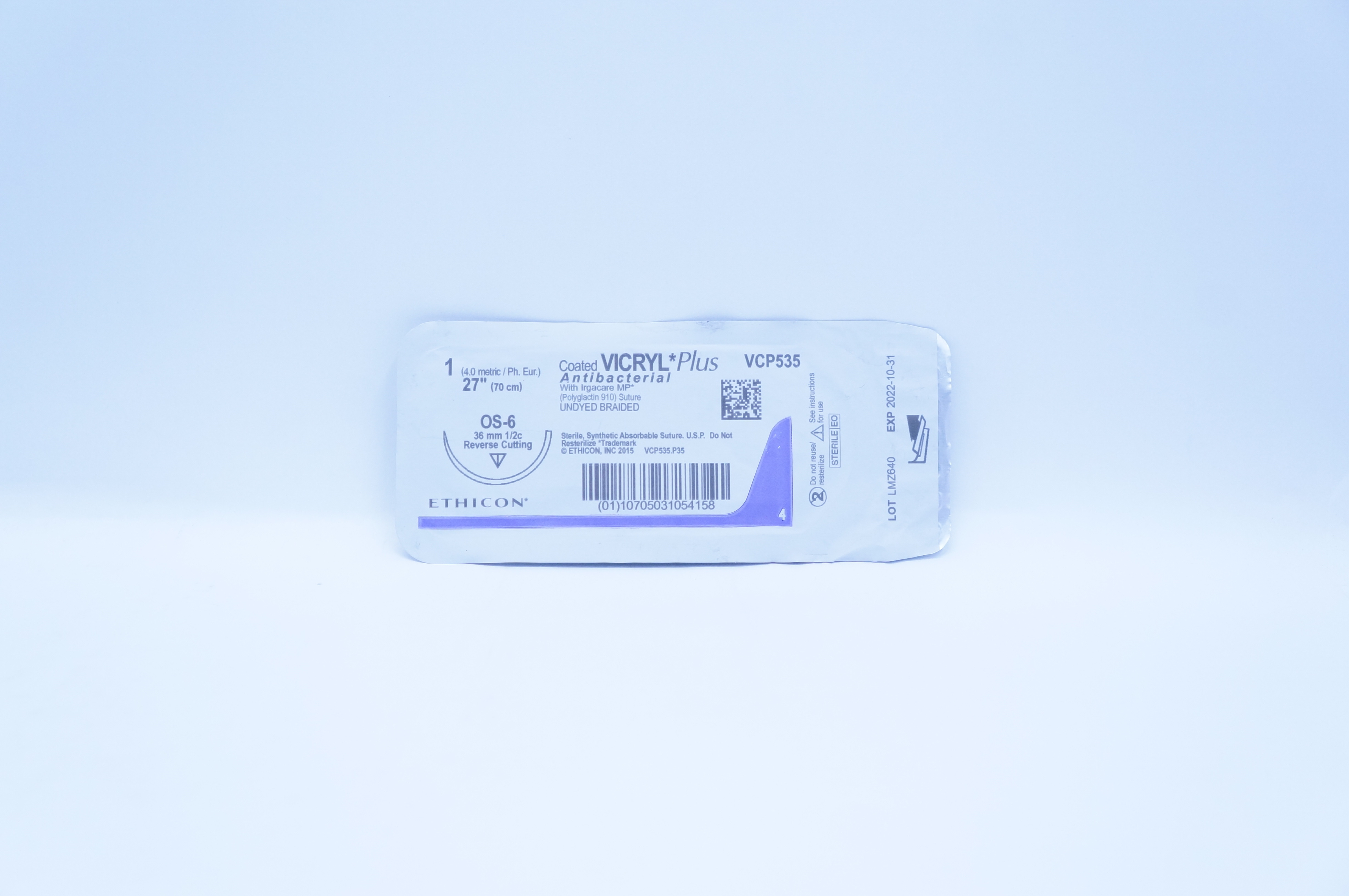 Ethicon VCP535 1 Vicryl Plus, OS-6, 36mm 1/2c Reverse Cutting, 27inch