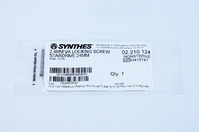 Synthes 02.210.124 2.4mm VA Locking Screw Stardrive 24mm