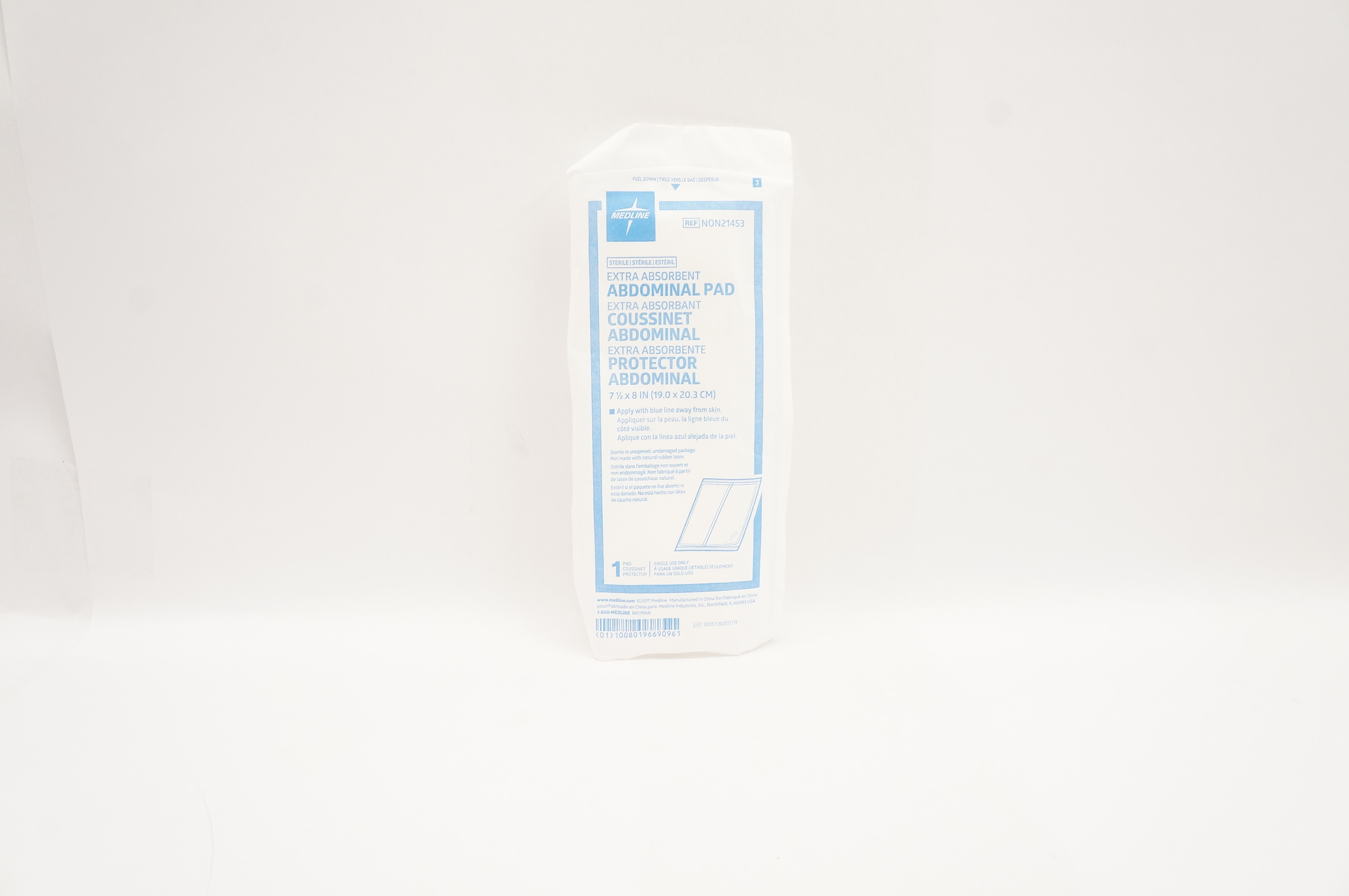 Medline NON21453 Extra Absorbent Abdominal Pad 7-1/2inch x 8inch