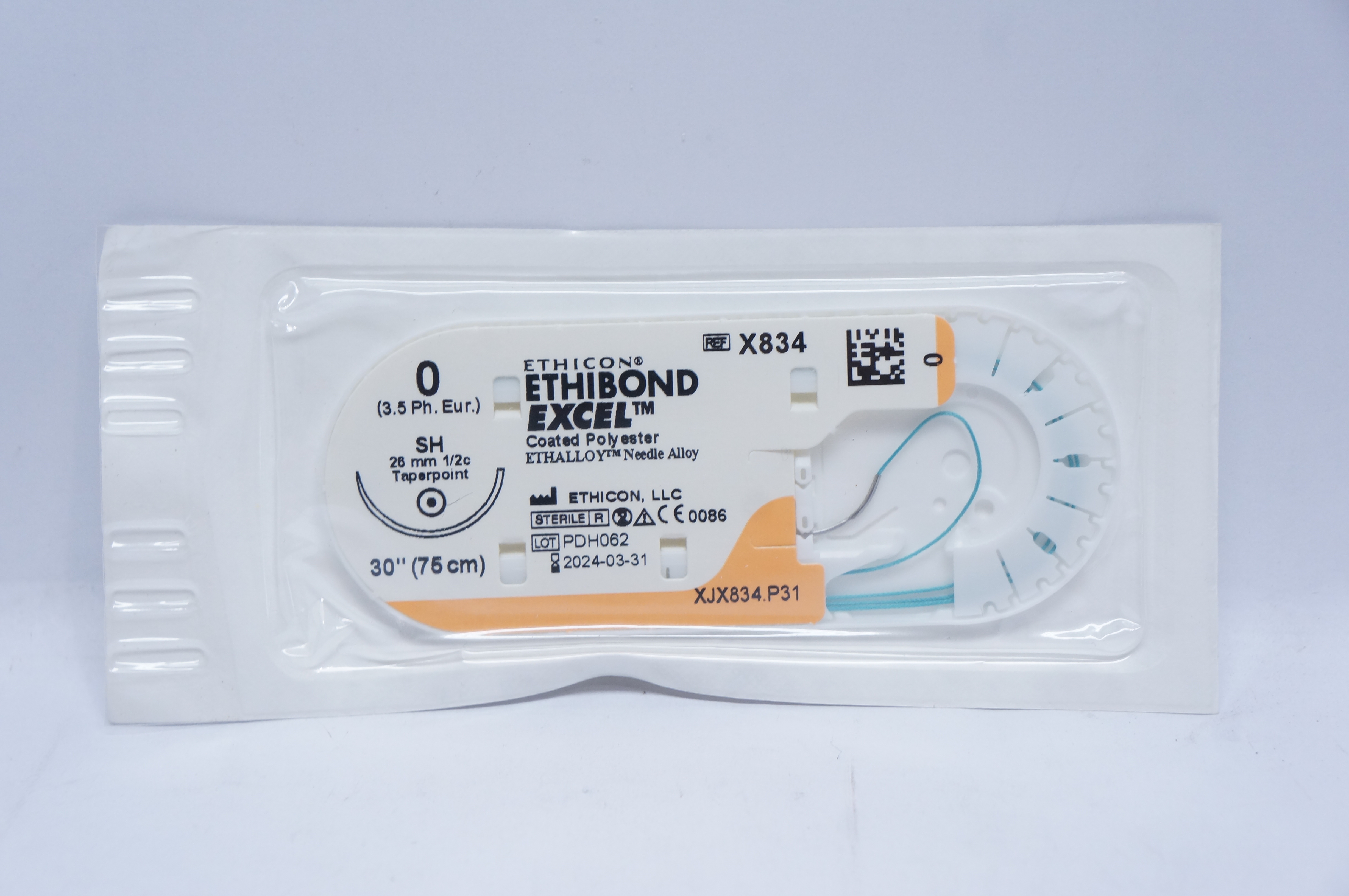 Ethicon X834 0 ETHIBOND EXCEL, SH, 26mm 1/2c Taperpoint, 30inch