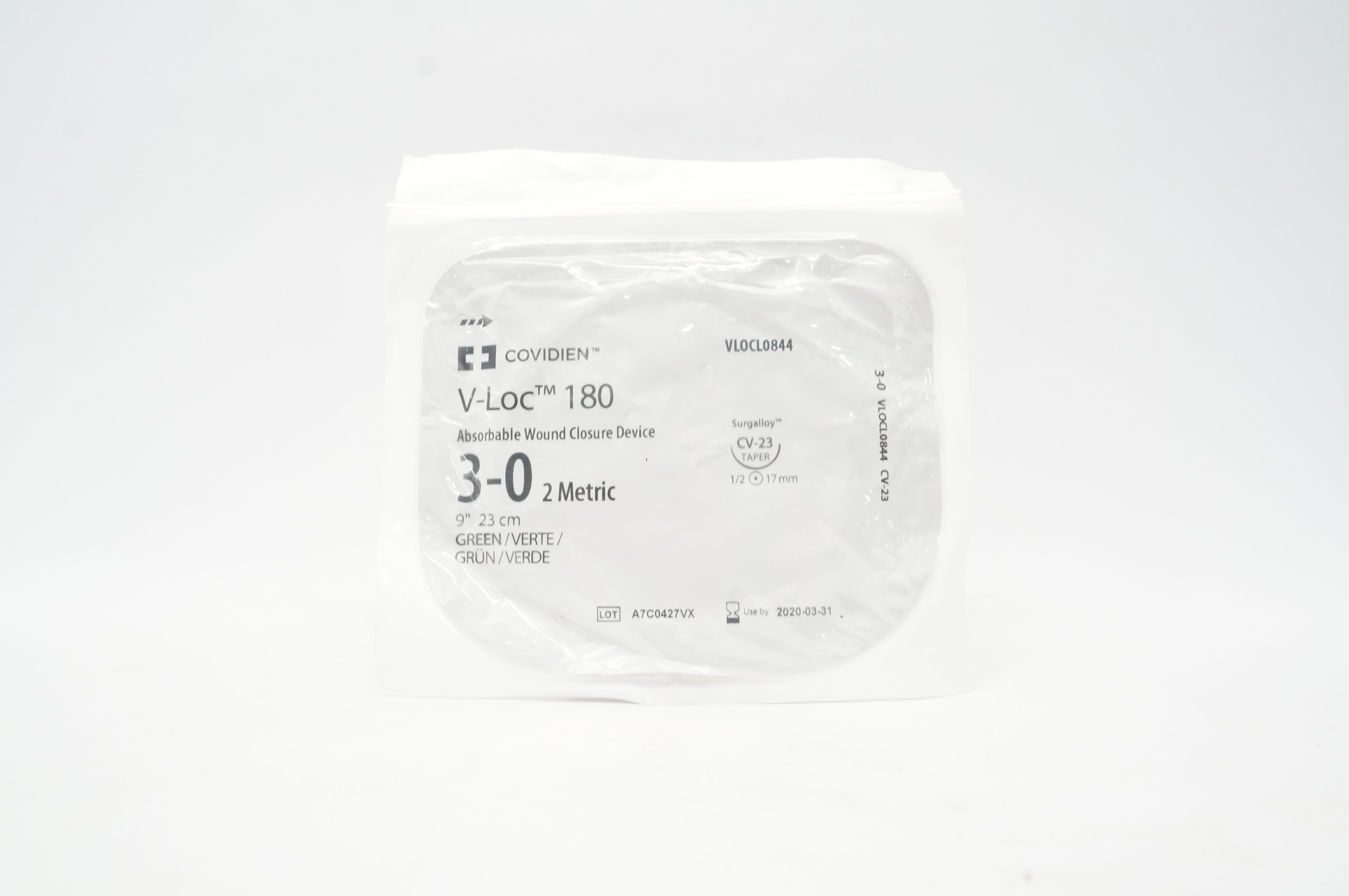 Covidien VLOCL0844 3-0 V-Loc 180 Wound Closure Device CV-23 1/2c 17mm, 9inch (x)