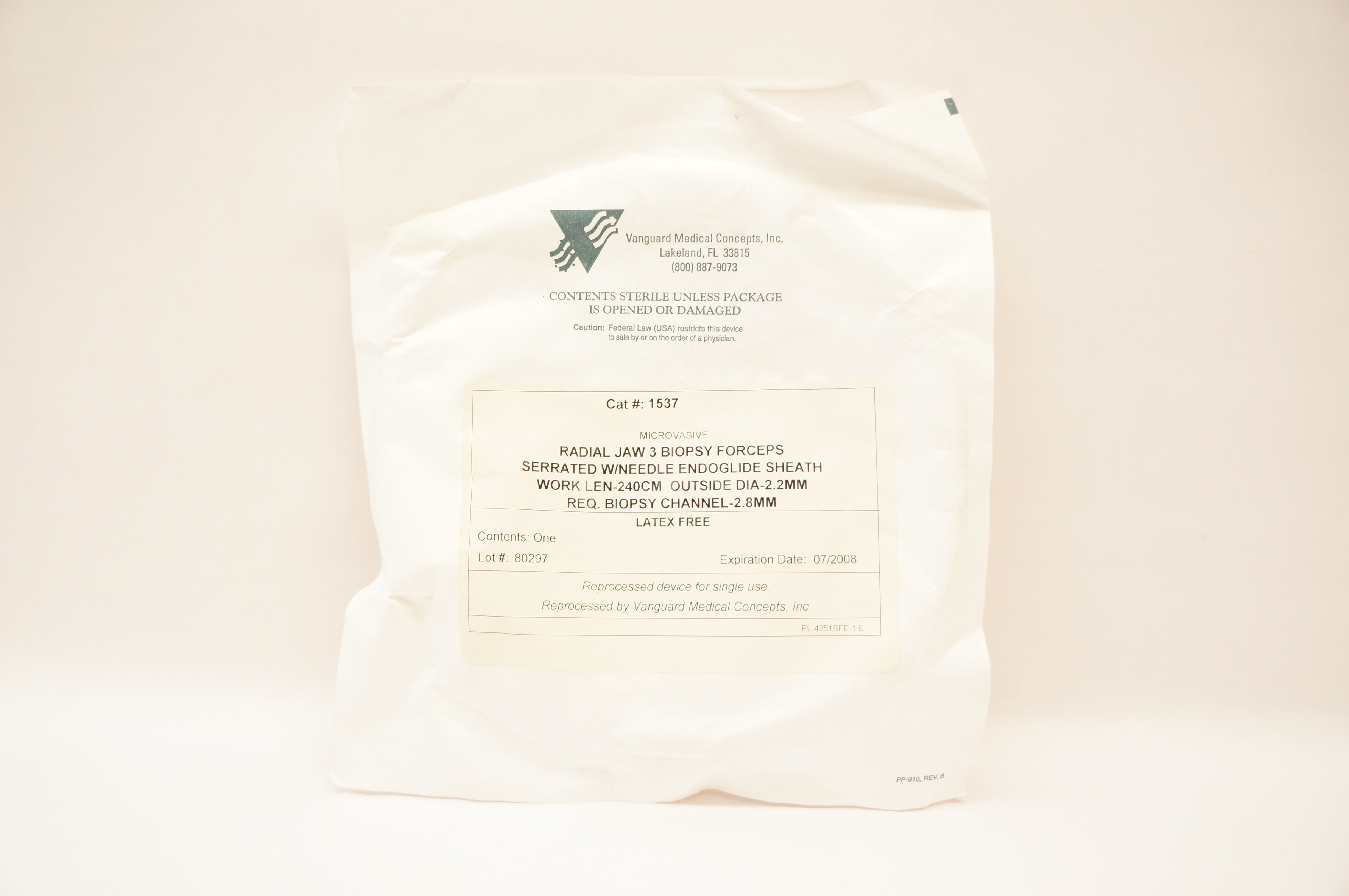 Vanguard Medical Concepts 1537 Radial Jaw 3 Serrated Biopsy Forceps w/Ndle. (x)