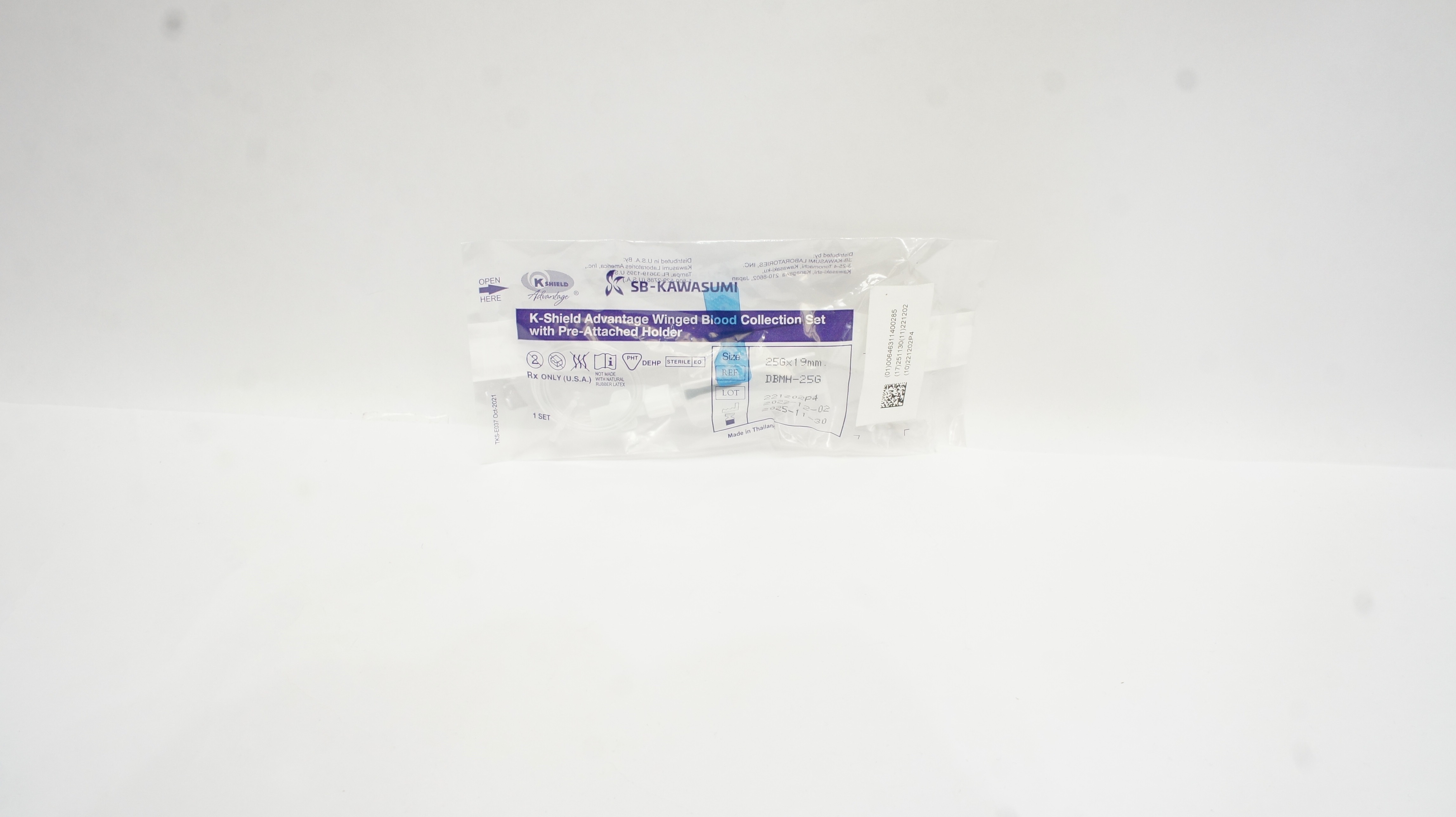 Kawasumi DBMH-25G K-Shield Advantage Winged Blood Collection Set 25G x 19mm