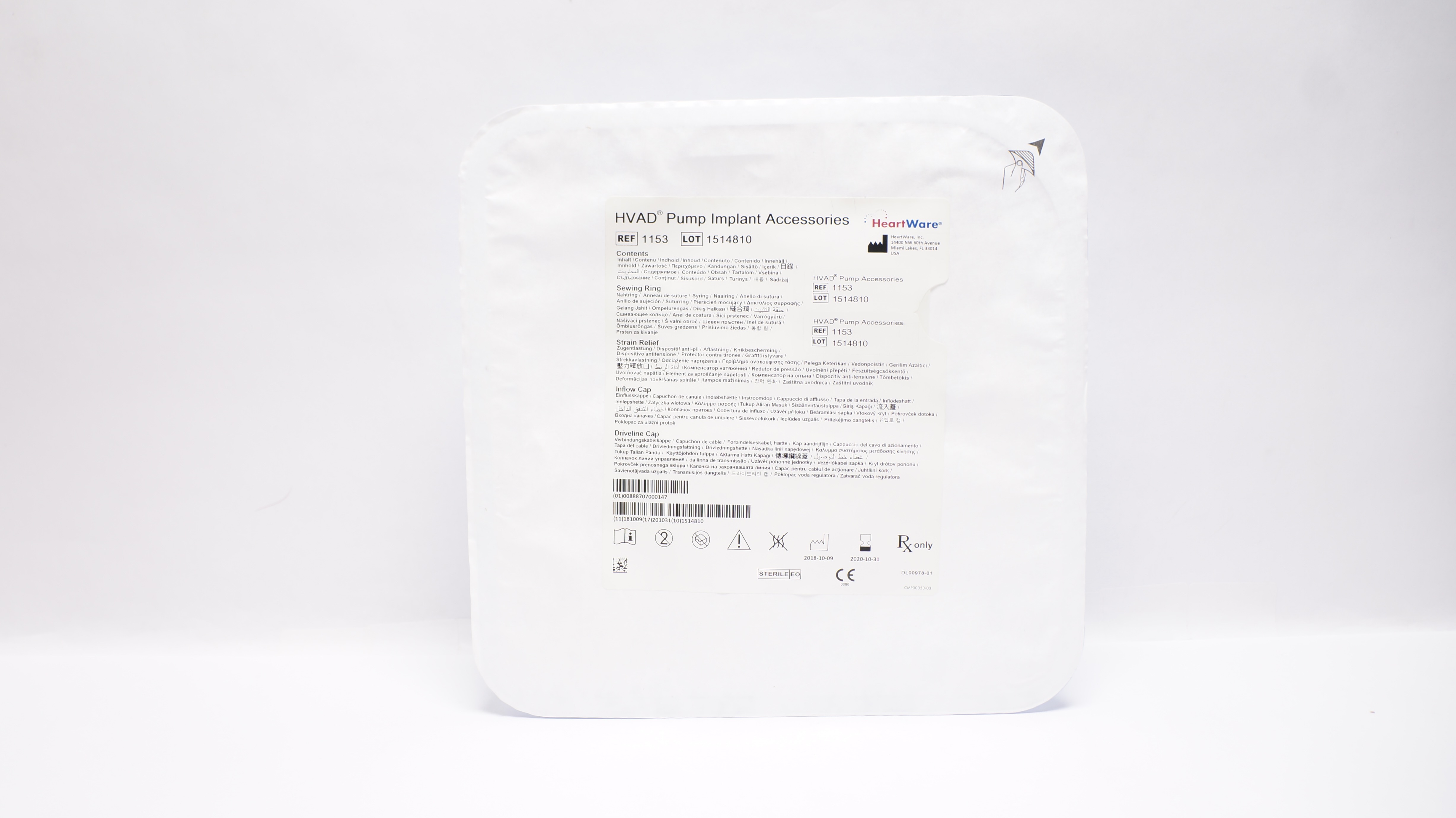 HeartWare 1153 HVAD Pump Implant Accessories (x)