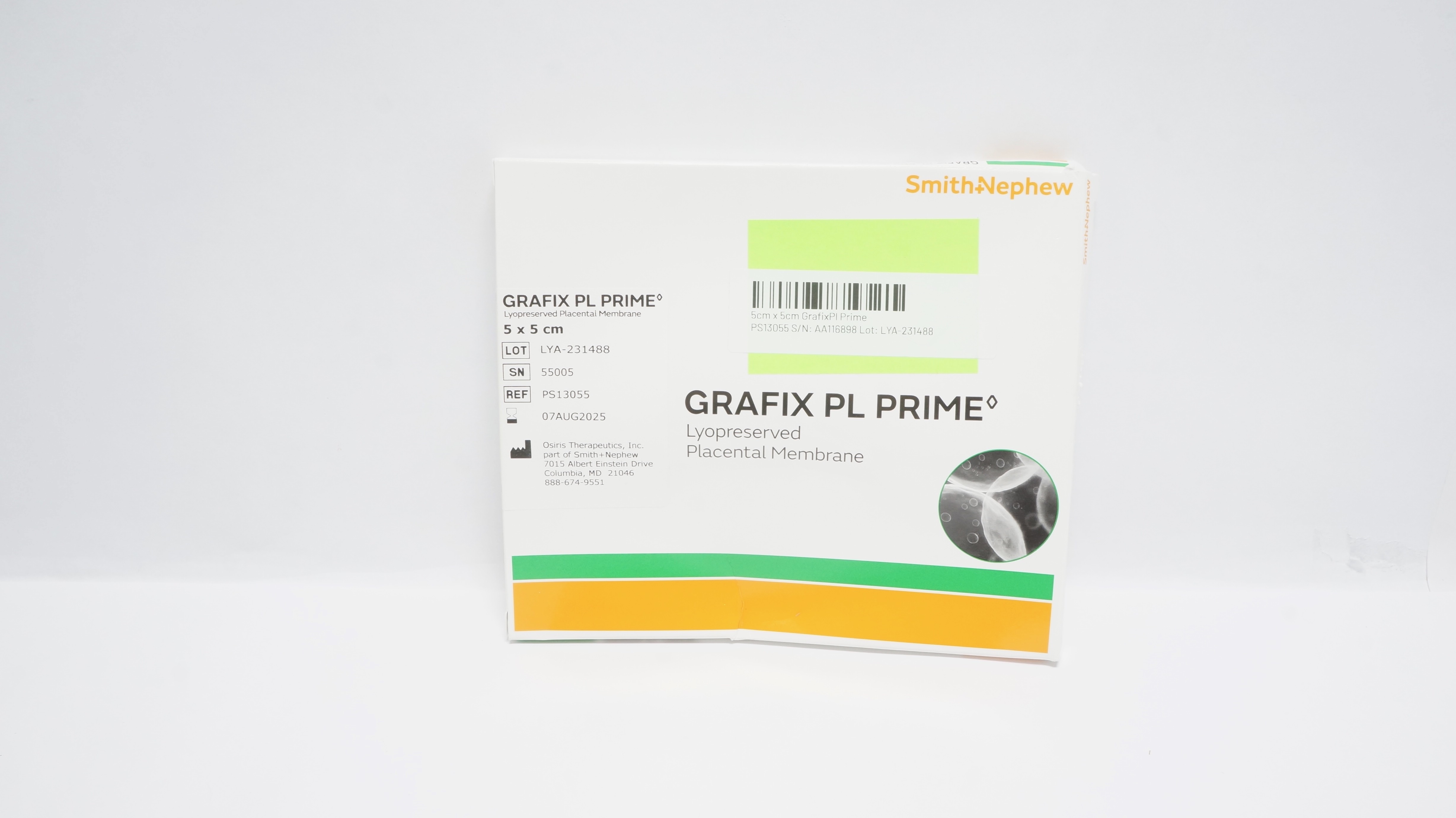 Osiris Therapeutics PS13055 GRAFIX PL PRIME Lyopreserved Placental Membrane (x)