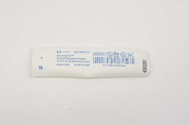 Covidien 1188827112 Monoject Standard Hypodermic Ndle 27G x 1-1/2inch