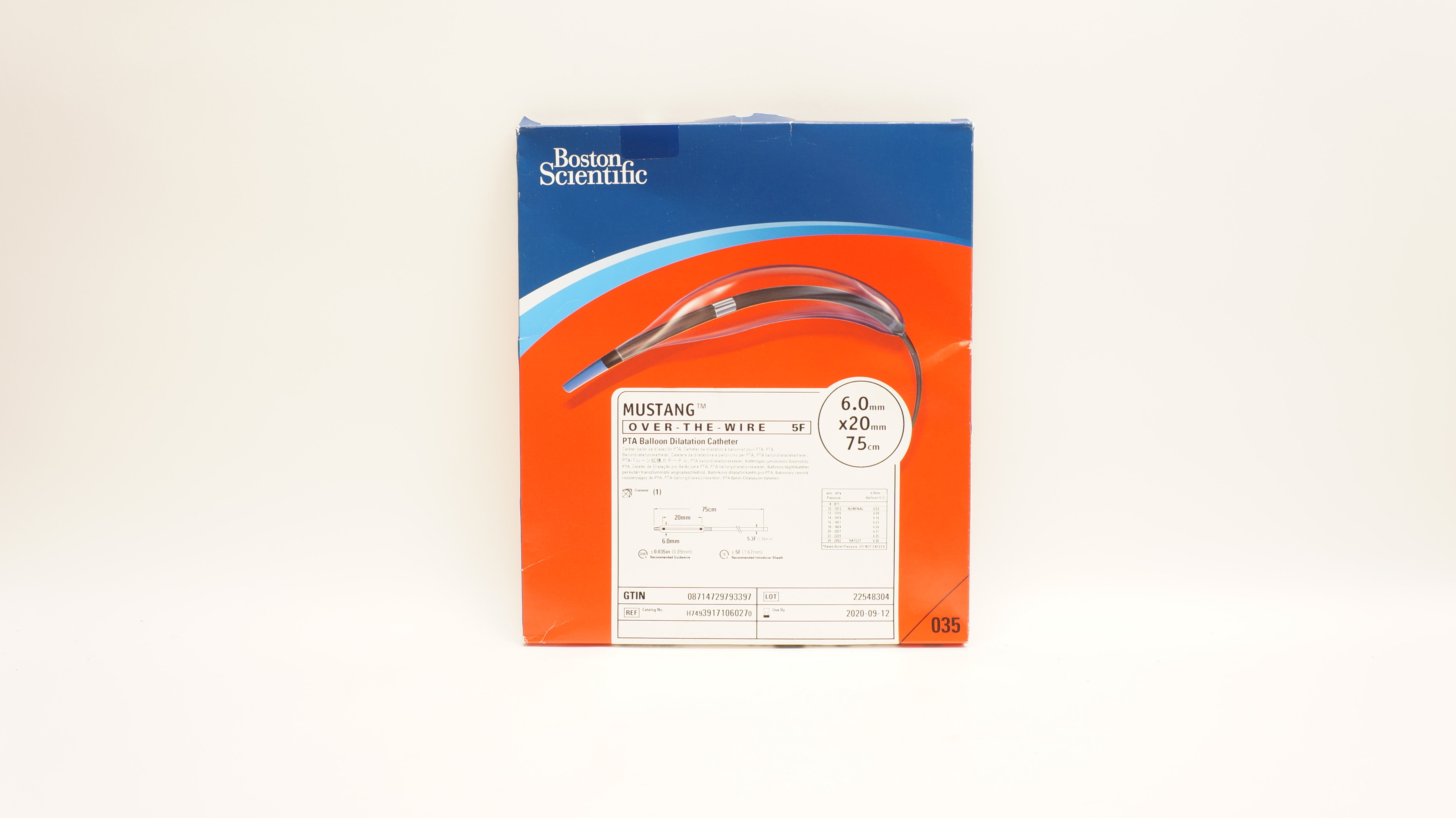 Boston Scientific 3917106027 Mustang PTA Balloon Dilatation Cath. 6 x 20mm(x)