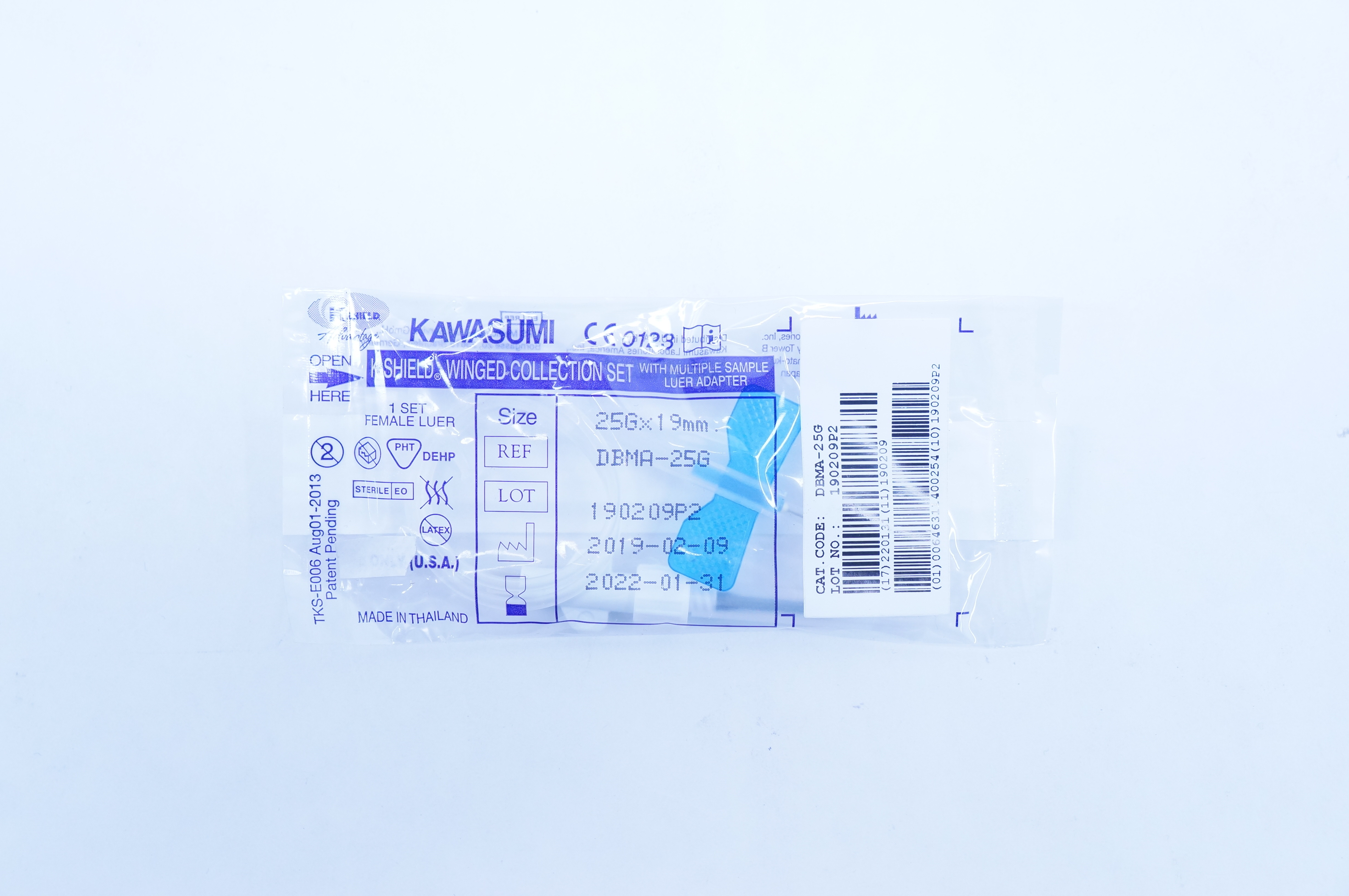 Kawasumi DBMA-25G K-Shield Winged Collection Set 25G x 19mm