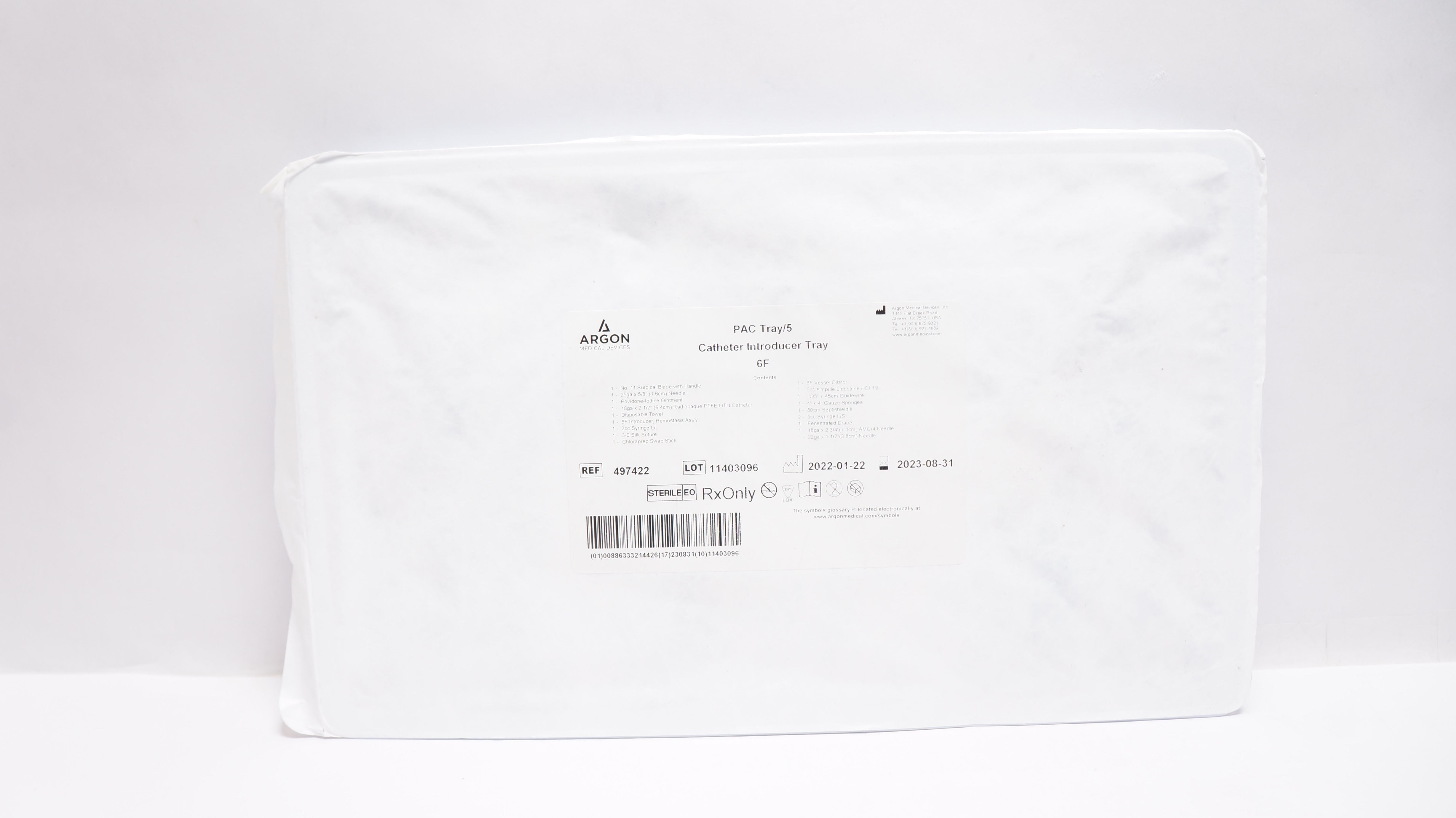 Argon Medical 497422 PAC Tray/5 Catheter Introducer Tray, 6F (x)