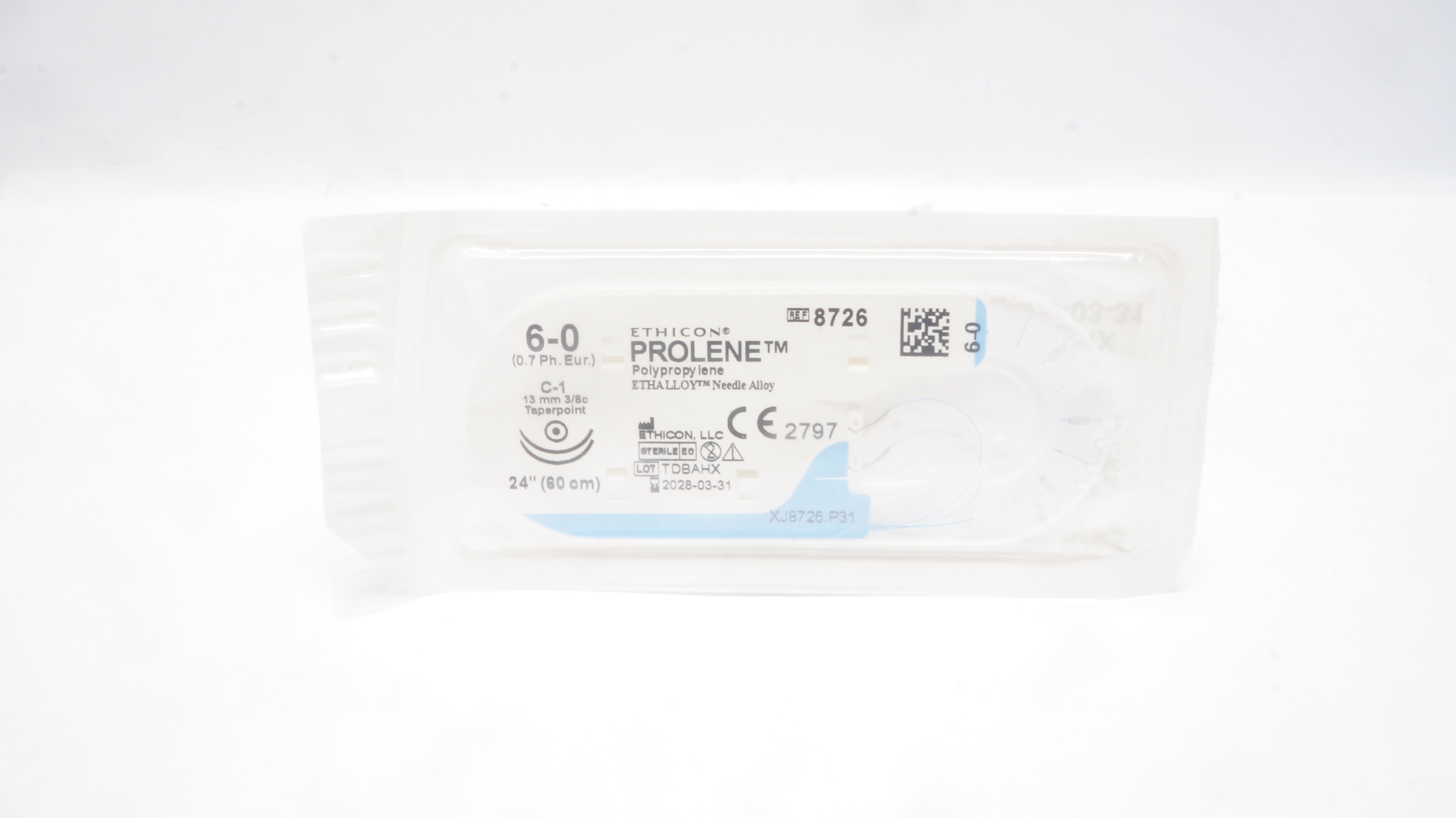 Ethicon 8726 6-0 PROLENE Polypropylene Stre C-1, 13mm 3/8c Taperpoint, 24inch