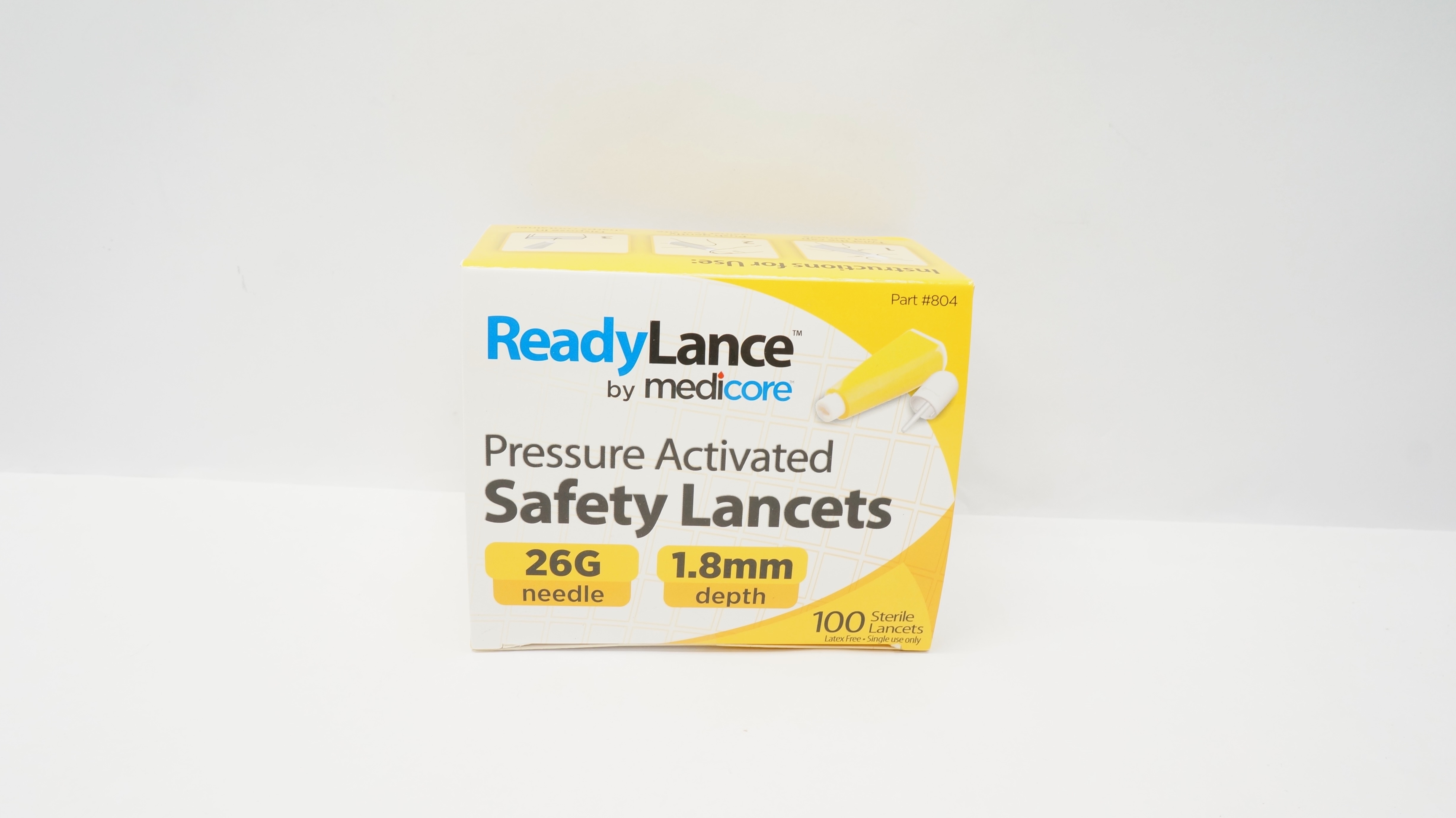 Medicore 804 ReadyLance Pressure Activated Lancets 26G x 1.8mm (x)- Box of 100